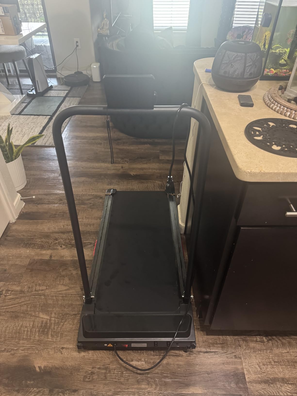 KASSADIN Small Walking Pad Treadmill with Handle Bar Incline for Home, Portable Walking Pad with Incline, Under Desk Treadmill for Home, Electric Treadmill with Handles, 3.0HP, 0.6-7.6MPH, 350LB customer photo 1