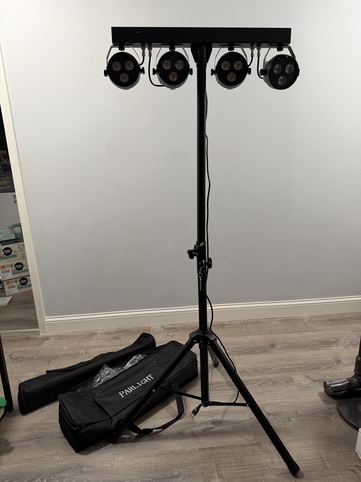 Stage Lights with Stand 120W, Professional DJ Lights Package, RGBW LED 4-Par Gigbar with DMX & Sound-Activated Stage Lighting System for DJs Band Party Wedding Church & Concert, 7FT Tripod customer photo 2