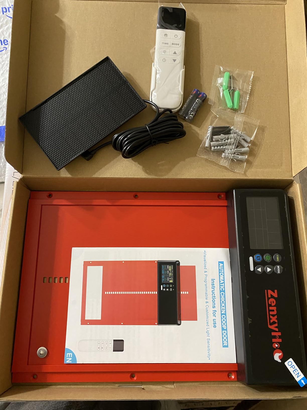 Solar Automatic Chicken Coop Door, Programmable Remote with 6 Modes (Red) | Aluminum Auto Chicken Door with Color LCD Display, Pressure-sensitive Anti-Pinch Safety customer photo 1