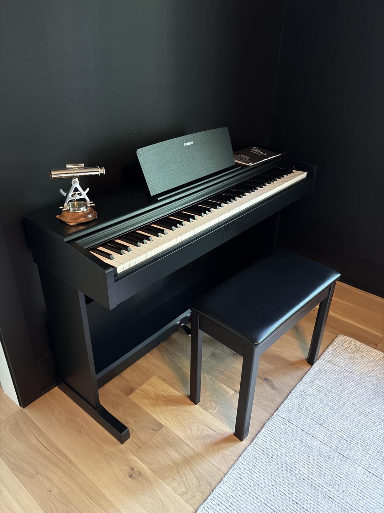 Yamaha YDP105 88-Key Weighted Action Upright Digital Piano for Beginner and Intermediate Players, Dynamic Response, Grand Piano Sound, 3-Pedal Unit, Upright Design, Bench Included, White customer photo 1
