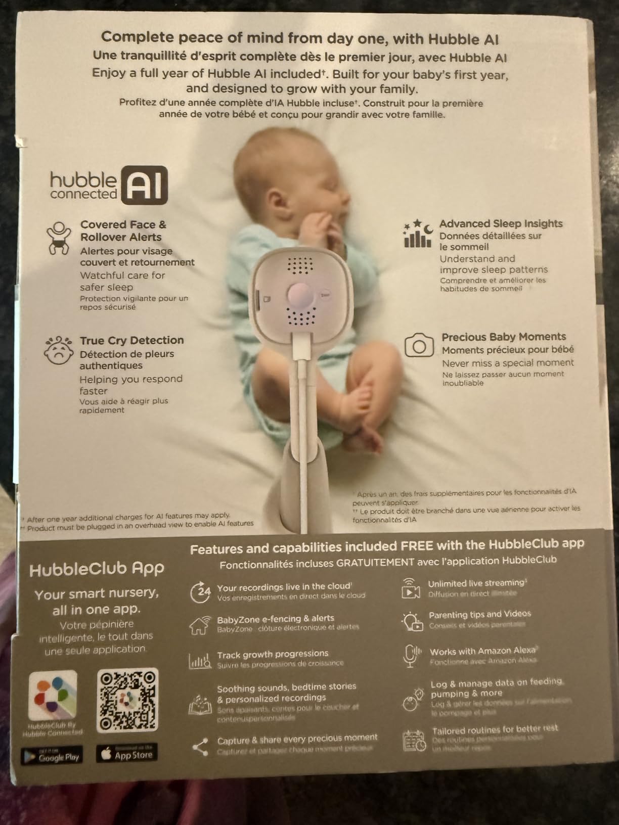 Hubble Connected AI Vision 5-in-1 2K UHD Baby Monitor with AI Alerts, True Cry Detection, Sleep Insights, Nightlight & Smart Soother, Flexible Mount, Dual-Band Wi-Fi (5 & 2.4 GHz) customer photo 1