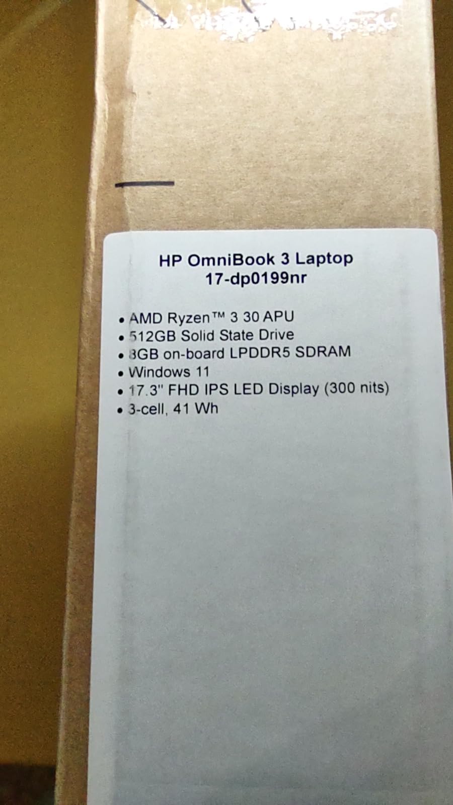 HP OmniBook 3 17.3 inch Laptop PC, FHD Display, AMD Ryzen 3 30, 8 GB RAM, 512 GB SSD, AMD Radeon 610M Graphics, Windows 11 Home, Mica Silver, 17-dp0199nr customer photo 2