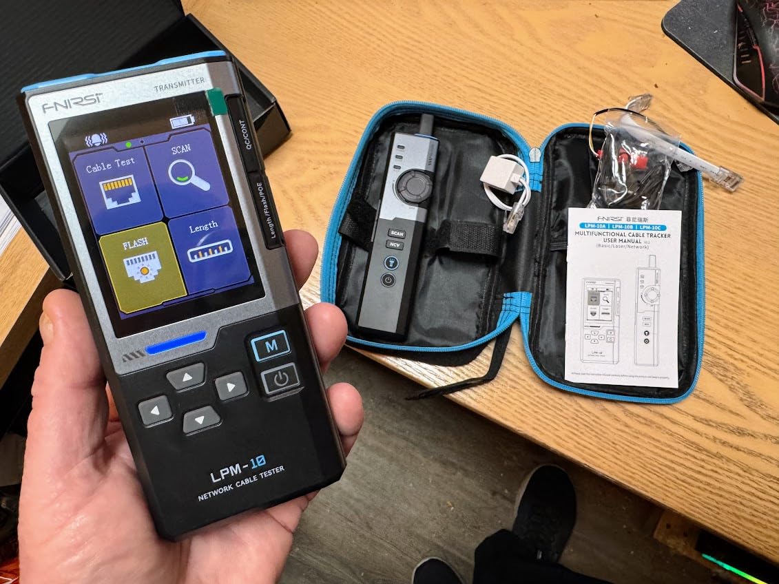 FNIRSI LPM-10A Network Cable Tester Kit, for CAT5 CAT5e CAT6 RJ11 RJ45 | Wire Tracer & Cable Toner with Wiremap, PoE, NCV, Length & 10/100/1000M Test for Network Installation & Repair, Rechargeable customer photo 2