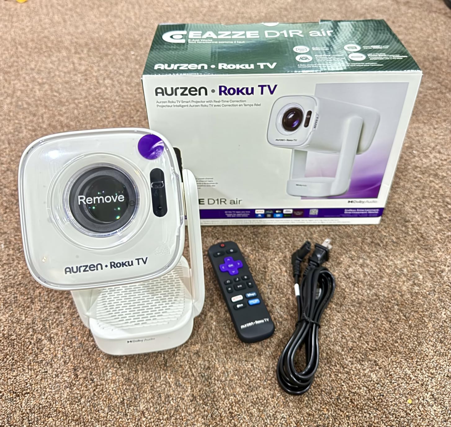 Aurzen Roku TV D1R air USB-C Powered Smart Portable Outdoor Projector | Roku TV Built-in, WiFi & Bluetooth, Power Bank Supported, Native 1080P, Dolby Audio, Mini Projector for Home & Outdoor Movies customer photo 1