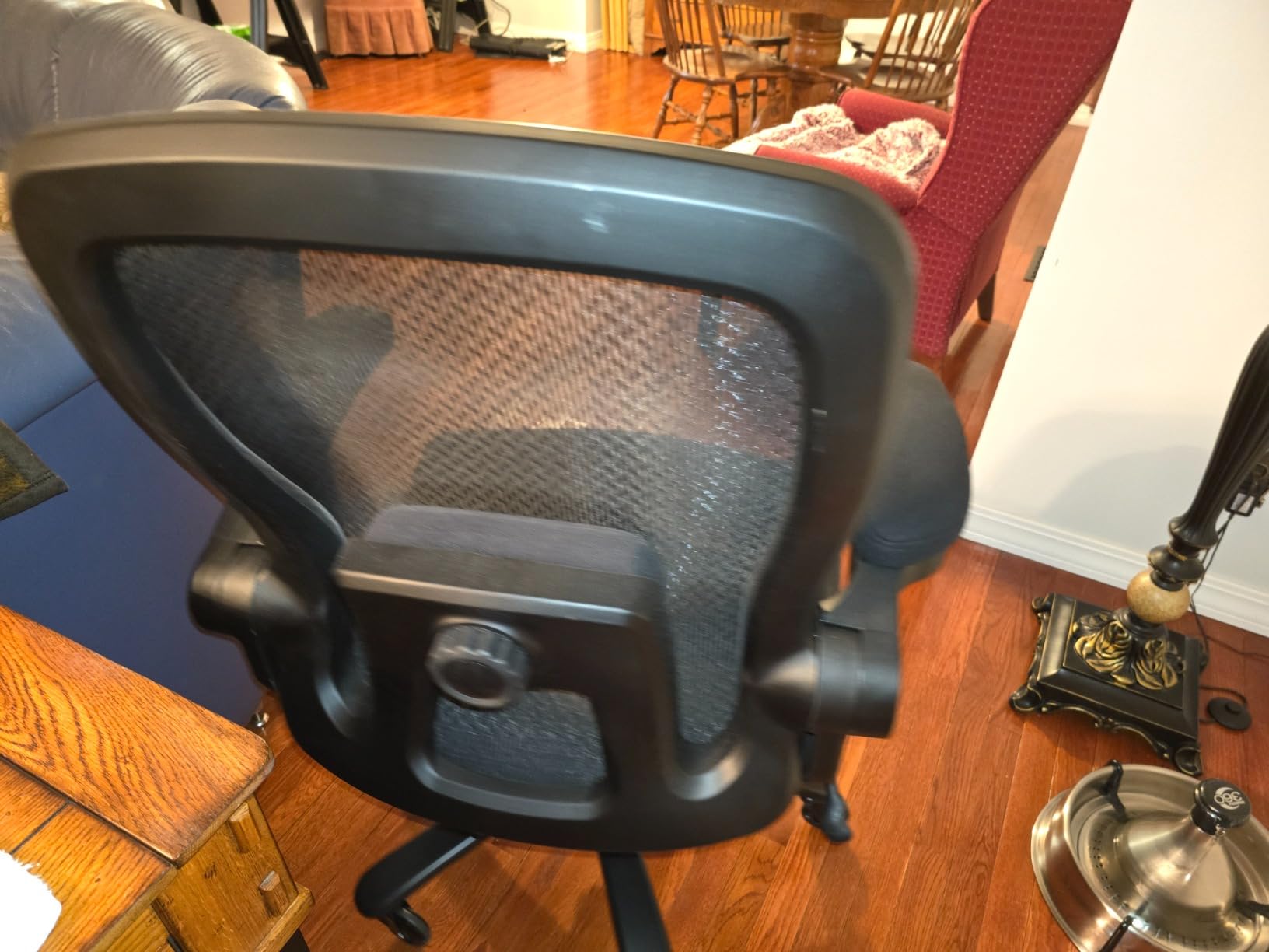 Mid Century Modern Desk Chair, Vintage Leather Office Chair, Brown | Petite Computer Chair for Small to Medium Women, Thickened Back, Cozy Seat, Adjustable Height for Home customer photo 1