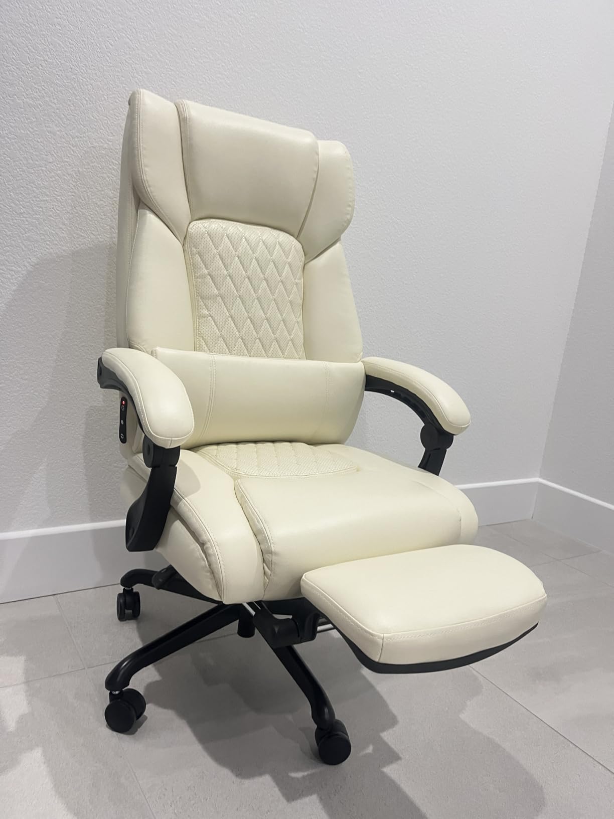 3D Kneading Massage Office Chair with Heat, 500 lbs Big and Tall Executive Computer Desk Recliner, Leather Electric Heated Chair with Footrest, Black customer photo 1