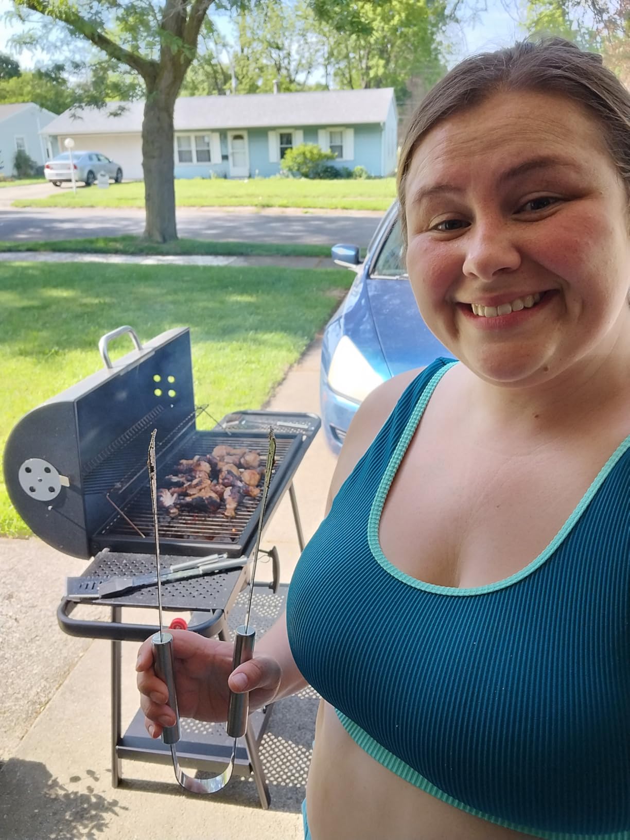 Realcook Charcoal Grill with Offset Smoker: Spacious Barrel Charcoal Grills | with 800 Sq. In. Cooking Space - BBQ Offset Smoker Combo for Backyard Parties Weekend Barbecue Gatherings customer photo 1