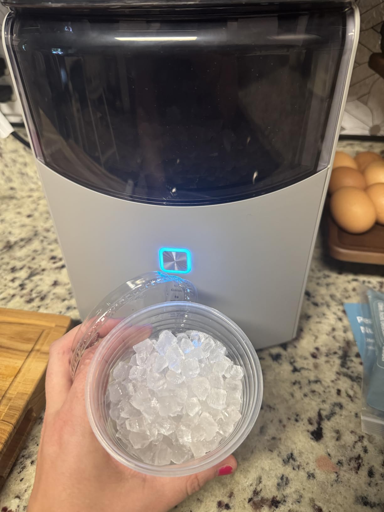 Euhomy Countertop Nugget Ice Maker, 35lbs Daily Sonic Crushed Ice Machine | Ice Ready in 5 Mins, Dual-Pump Self-Cleaning, Detachable Lid, Pebble Ice Maker with Basket, Scoop, 4 Packs Cleaner, Grey customer photo 1