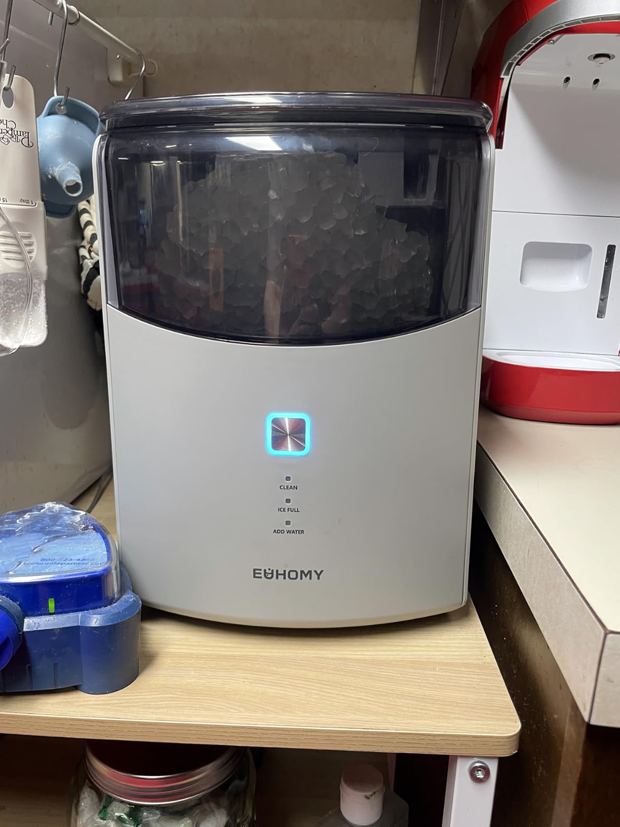 Euhomy Countertop Nugget Ice Maker, 35lbs Daily Sonic Crushed Ice Machine | Ice Ready in 5 Mins, Dual-Pump Self-Cleaning, Detachable Lid, Pebble Ice Maker with Basket, Scoop, 4 Packs Cleaner, Grey customer photo 2