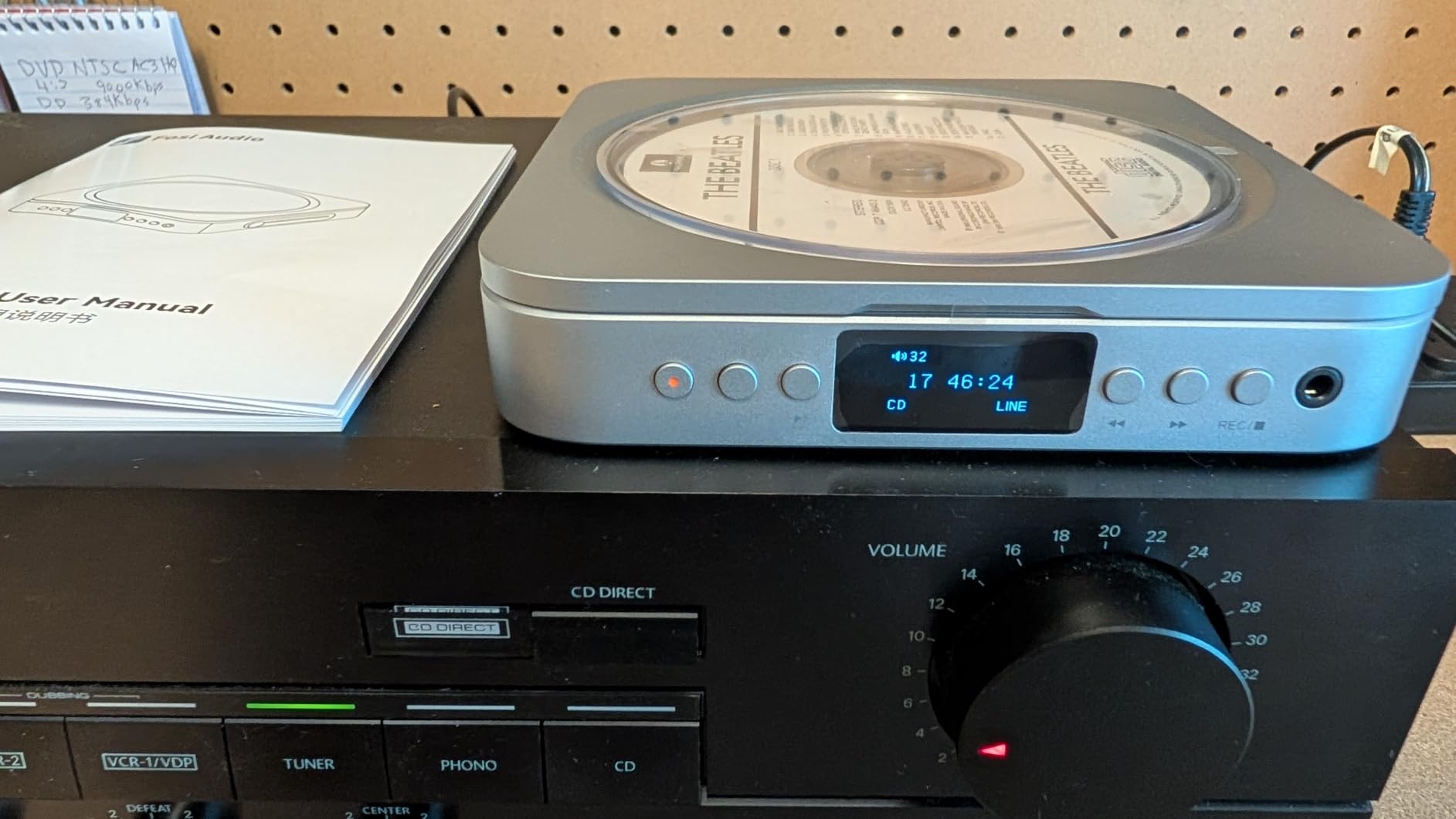 Fosi Audio Merak CD Player Portable Home Audio Desktop HiFi USB CD Ripping | All-in-One Audio Design, Remote Control, OLED Display, USB-A, 3.5mm Headphone Jack, LINE, OPT, 12V Trigger, DC 5V / 2A customer photo 2