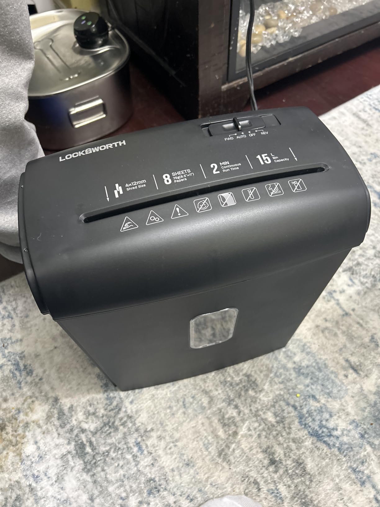 Locksworth 200-Sheet Micro Cut Shredder for Home Office, 8.5 Gallons Bin P-5 High Security Shredders for Paper, CD, Credit Card, Staple, Clip, Heavy Duty Commercial Paper Shredder with Casters customer photo 2