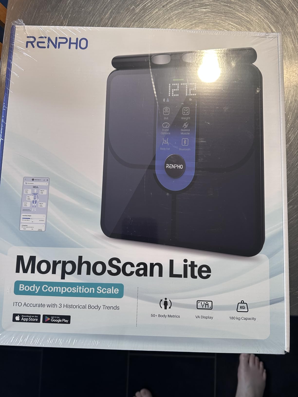 MorphoScan Lite Body Composition Scale with Handle, Clear Display | Smart Scale with BMI, Body Fat, Muscle Mass, 8-Electrode Scale with Health App, 50+ Metrics, Digital Bathroom Scale, Home Use customer photo 1