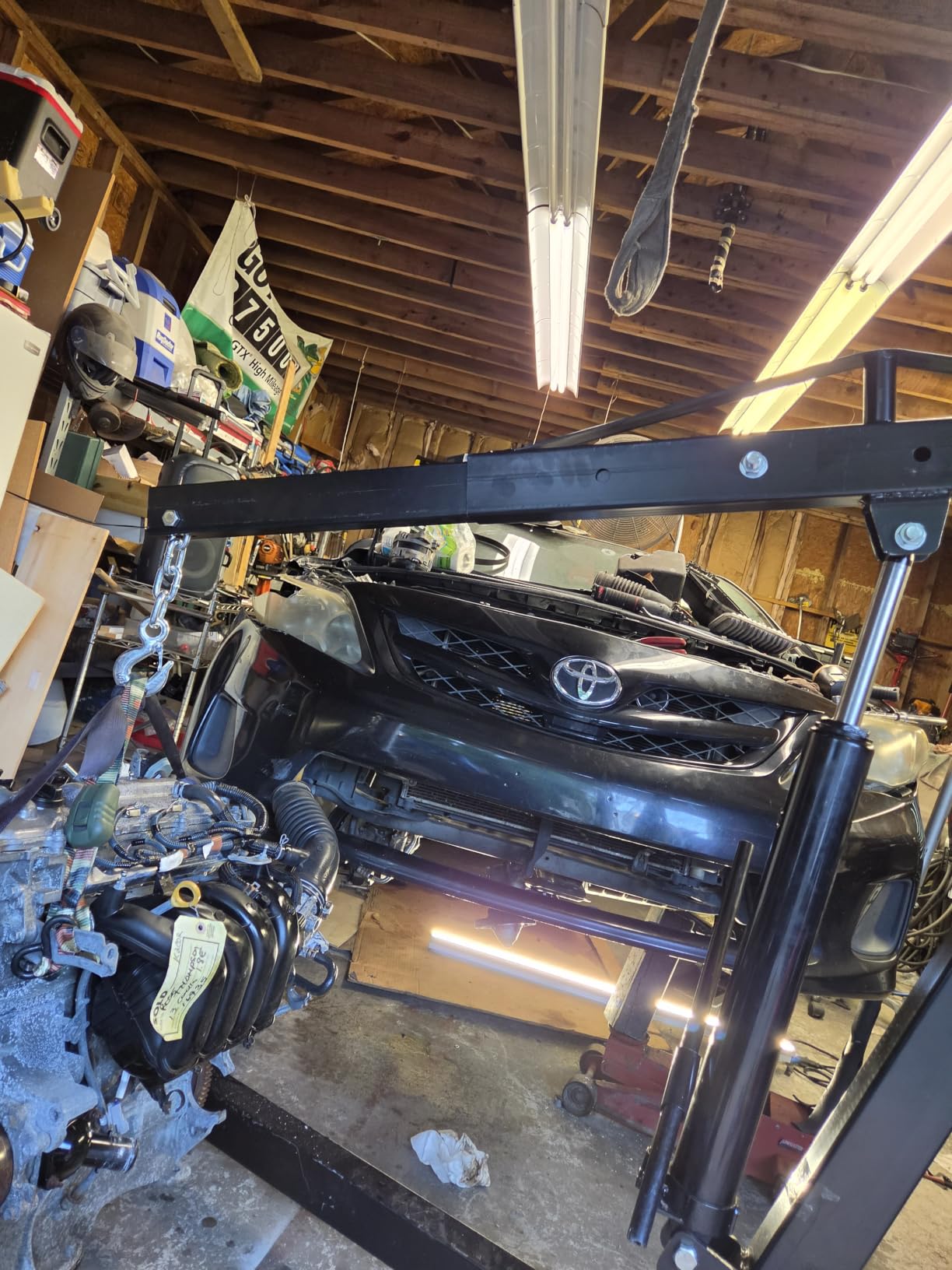 2 Ton Engine Hoist Foldable Cherry Picker,Heavy Duty Engine Lift Hoist,Foldable Hydraulic Shop Crane,6 Iron Caster Wheels,4400 lbs Capacity,4 Boom Positions,Max Lift 6.89 ft for Garage Workshop customer photo 1
