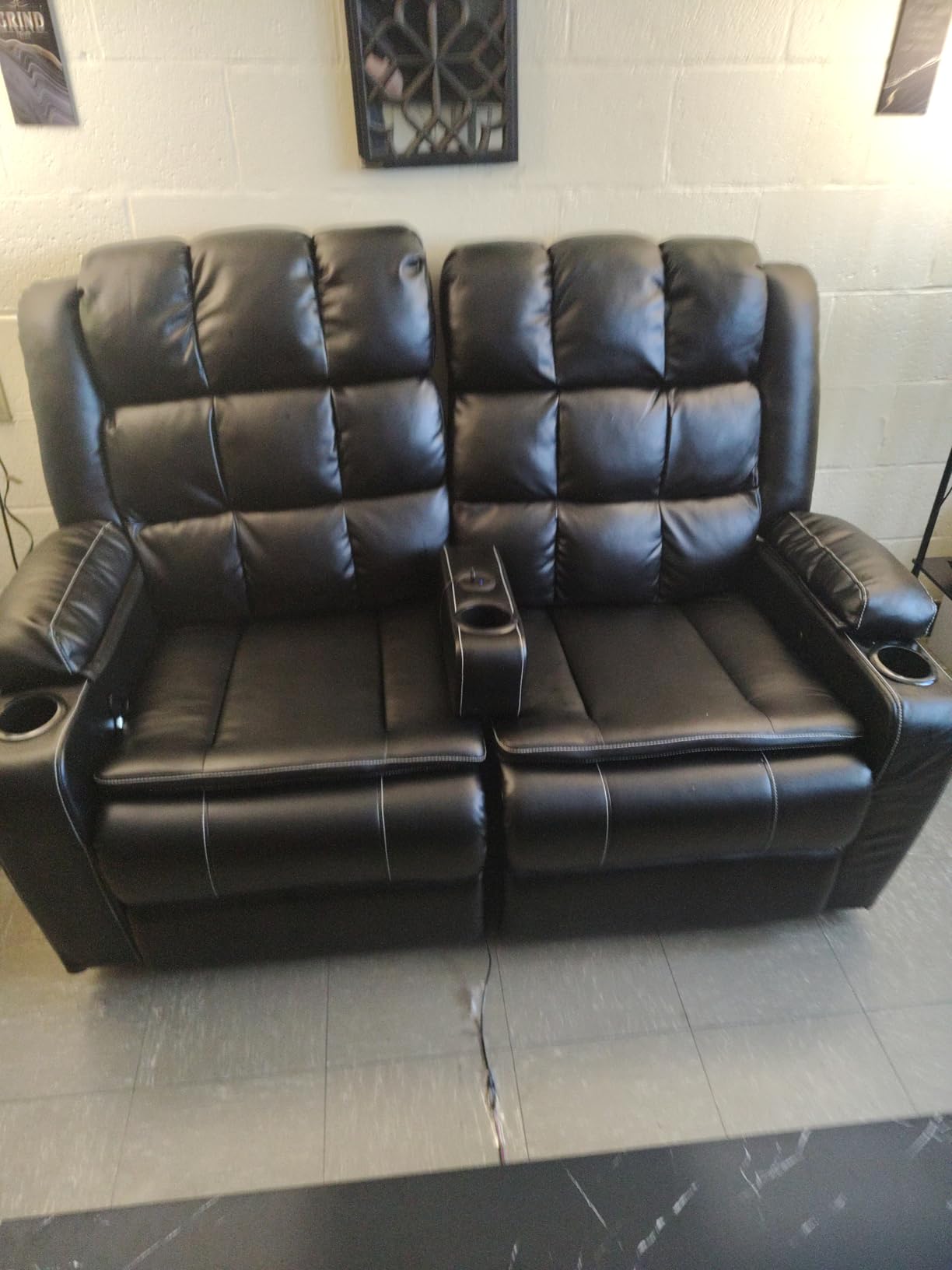 Home Theater Seating, Power Loveseat Recliner Sofa with Massage & Heat, Wall Hugger Reclining Loveseat with USB, RV Couch with LED Lights, Flip Backrest, Cup Holders for Movie Theater & Gaming Room customer photo 1
