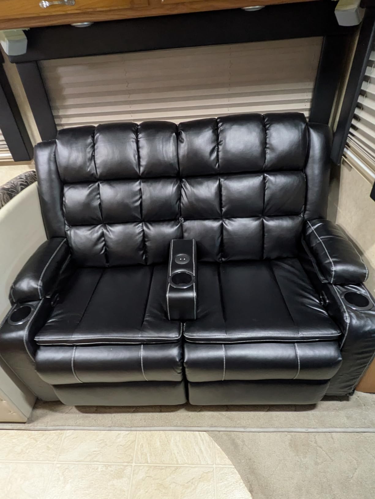 Home Theater Seating, Power Loveseat Recliner Sofa with Massage & Heat, Wall Hugger Reclining Loveseat with USB, RV Couch with LED Lights, Flip Backrest, Cup Holders for Movie Theater & Gaming Room customer photo 2