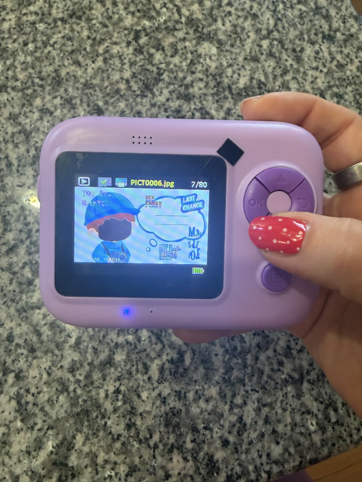 Kids Instant Print Camera with 5 Rolls Print Paper, 1080P HD Camera, Rechargeable Portable Toddler Selfie Camera, Christmas Birthday Gifts Toys for Boys Girls Age 3-12 (Purple) customer photo 2
