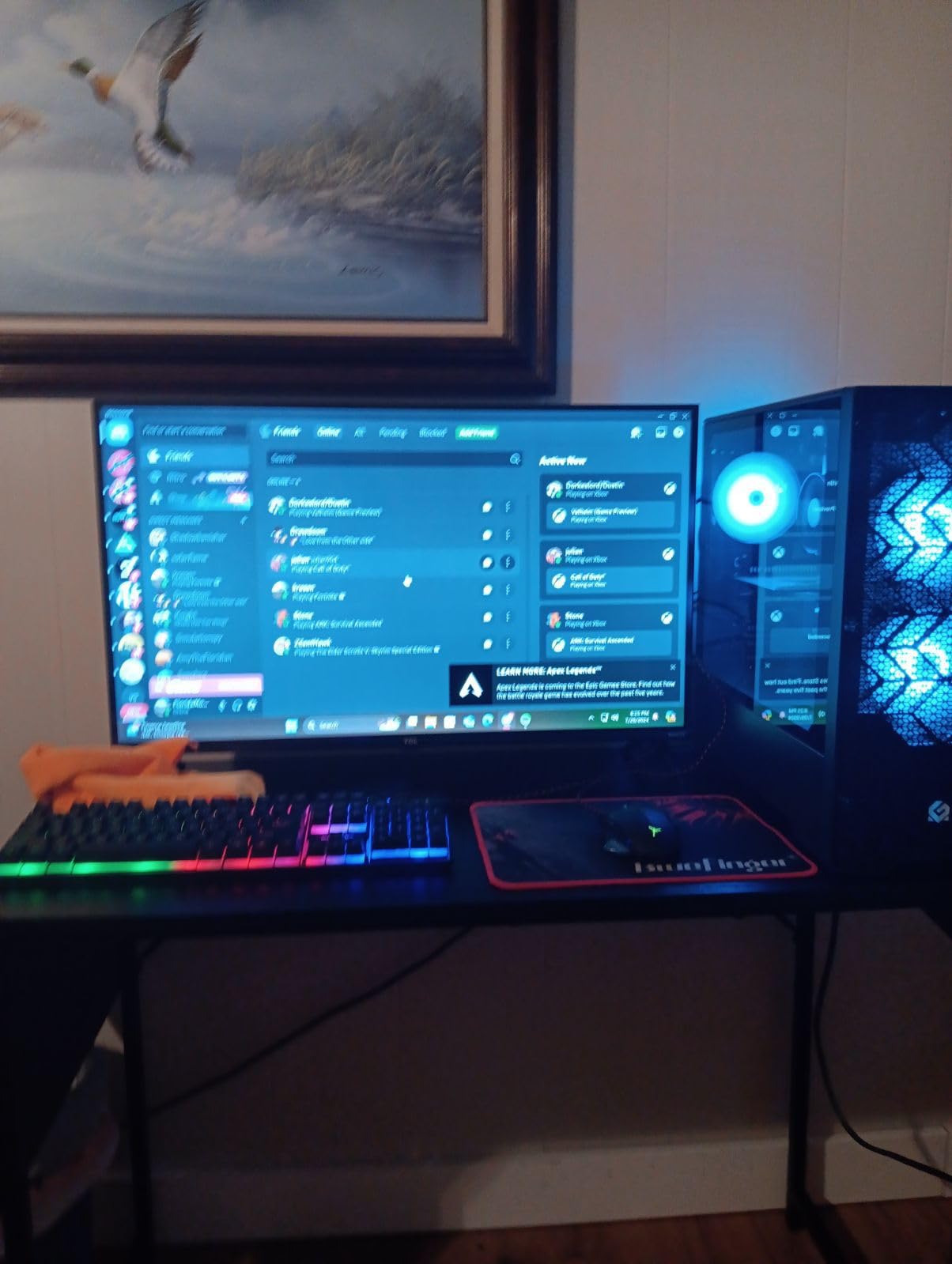 DUMOS Gaming Desk, Monitor Stand, LED Lights, Storage Shelves | USB Charging Ports, Power Outlets, Reversible L Shaped Corner, Small Spaces, Black customer photo 2