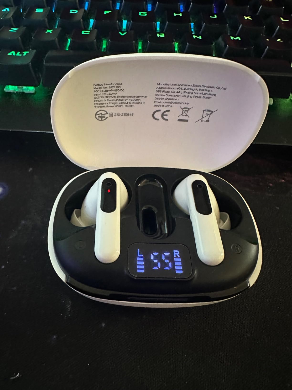 RYR Wireless Gaming Earbuds with Noise Cancelling Mic, 2.4Ghz & Bluetooth | 20ms Low Latency, LED Display, 36H Playtime for Meta Quest 3/2, PS5, PS4, VR, Switch, Steam Deck, PC, Phone customer photo 2