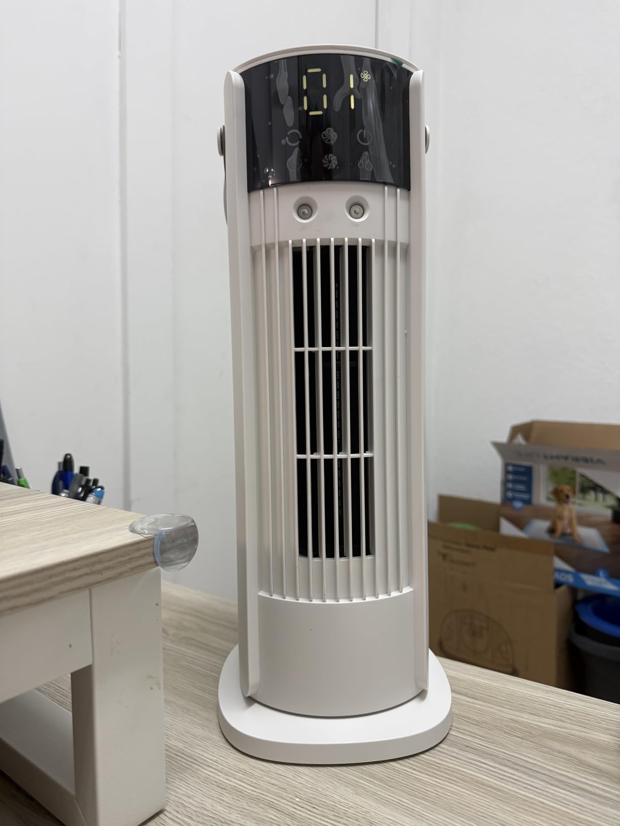 Portable Air Conditioner, 4 in 1 Evaporative Air Cooler with Remote Control, 1200ML Water Tank, 120 Oscillating, 4 Speeds, 12H Timer, Mist Spray Tower Fan for Home Office, White customer photo 1