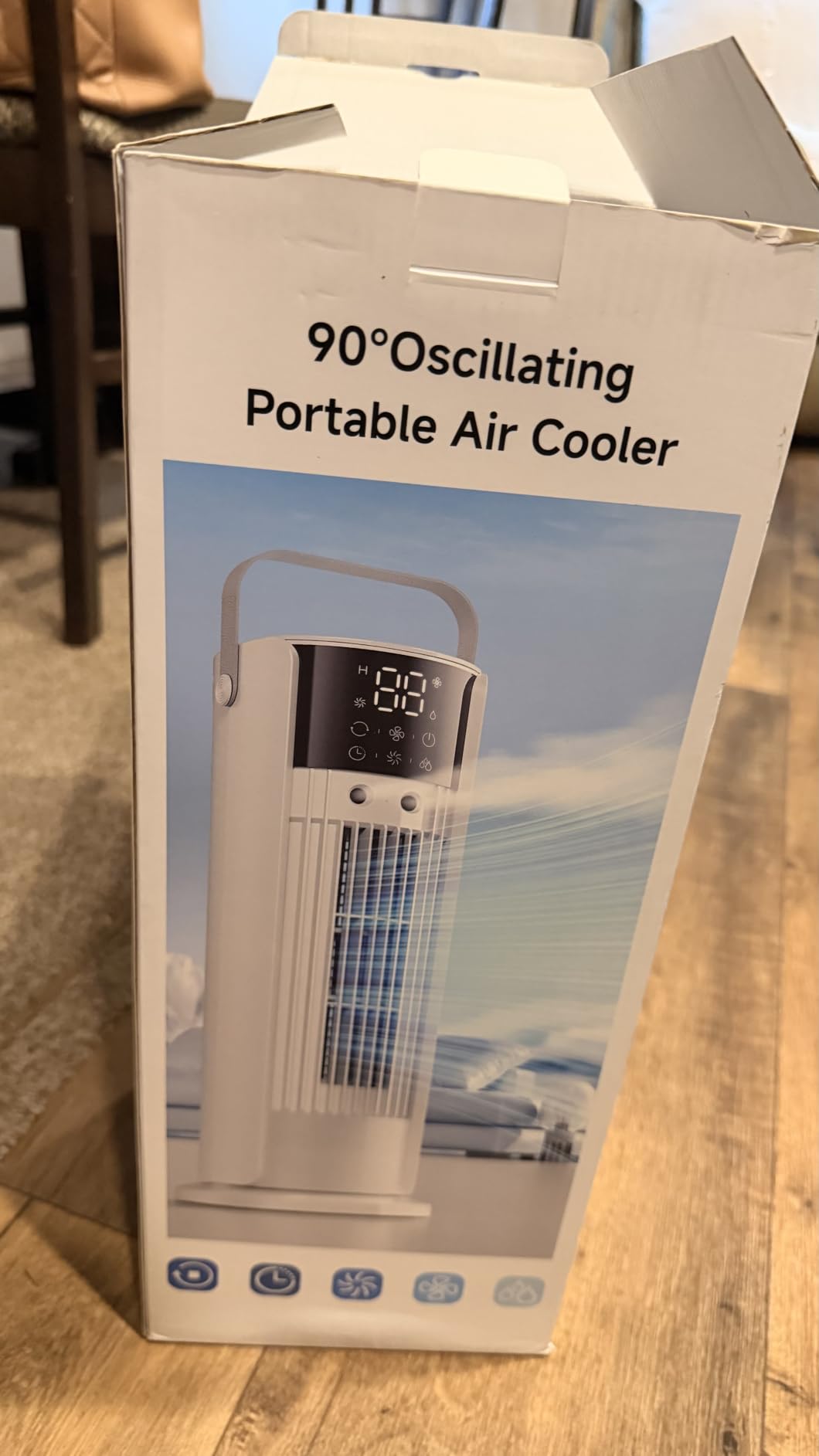 Portable Air Conditioner, 4 in 1 Evaporative Air Cooler with Remote Control, 1200ML Water Tank, 120 Oscillating, 4 Speeds, 12H Timer, Mist Spray Tower Fan for Home Office, White customer photo 2