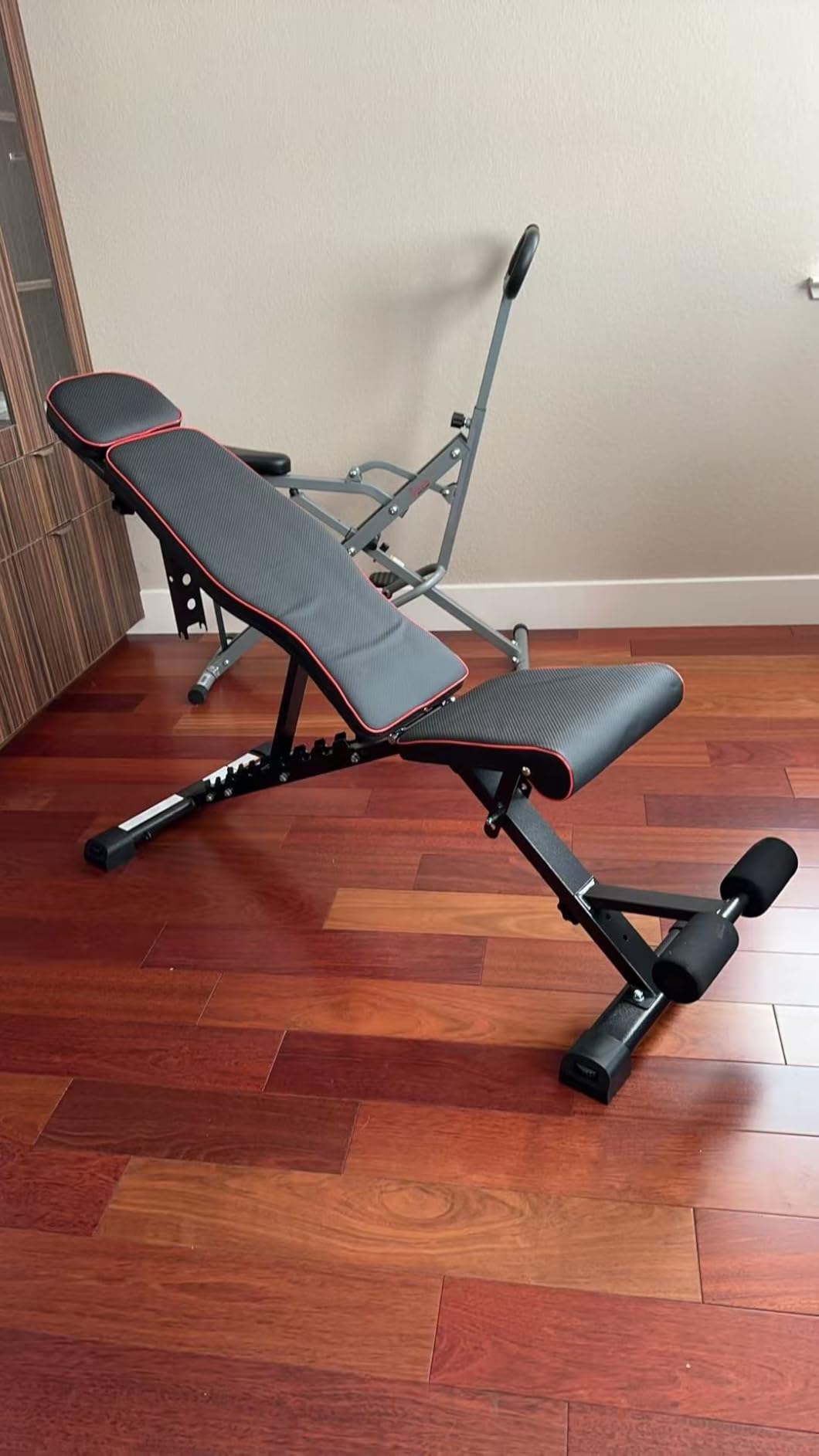 YOLEO Adjustable Weight Bench with Bench Press Stand, Foldable Workout Bench with Extended Head/Elbow Pad(for Users up to 7') customer photo 1