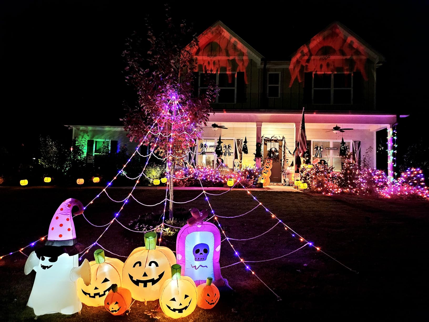 12 in 1 Halloween Decorations Outdoor - 3D Dynamic Halloween Projector Lights, Clearer Skull/Spider/Scarecrow/Pumpkin/Witch Cauldron HD Patterns, Night Light for Window Holiday Decor customer photo 1