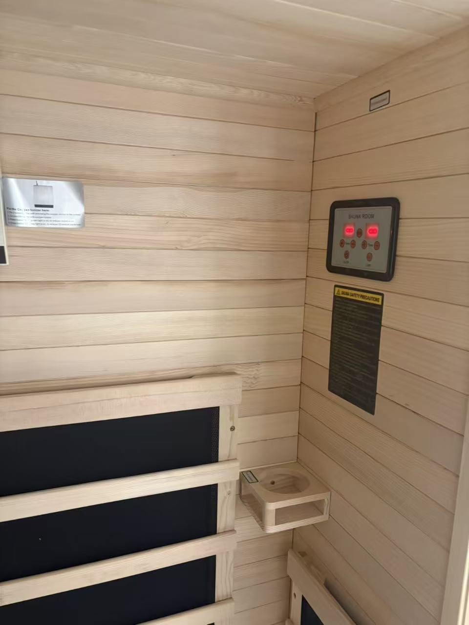 Infdoor Wood Infrared Sauna for Home, 1 Person Infrared Sauna with Red Light, Chromotherapy Light, Hemlock, Low EMF Far Infrared, Bluetooth Speakers, 33.4'' x 33.4'' x 70'' customer photo 2