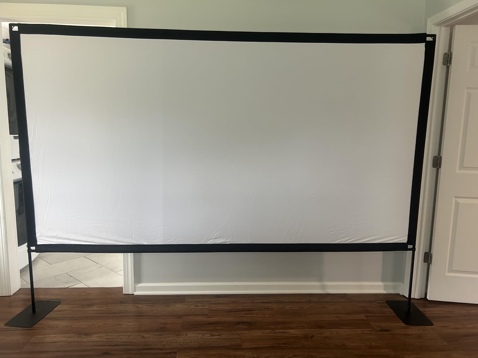 150inch Projector Screen with Stand: Portable Projector Screen Outdoor Indoor Front/Rear16:9 4K HD with Carry Bag Sandbag- Movie Screen for Backyard Moive Night, Camping, Theater customer photo 1