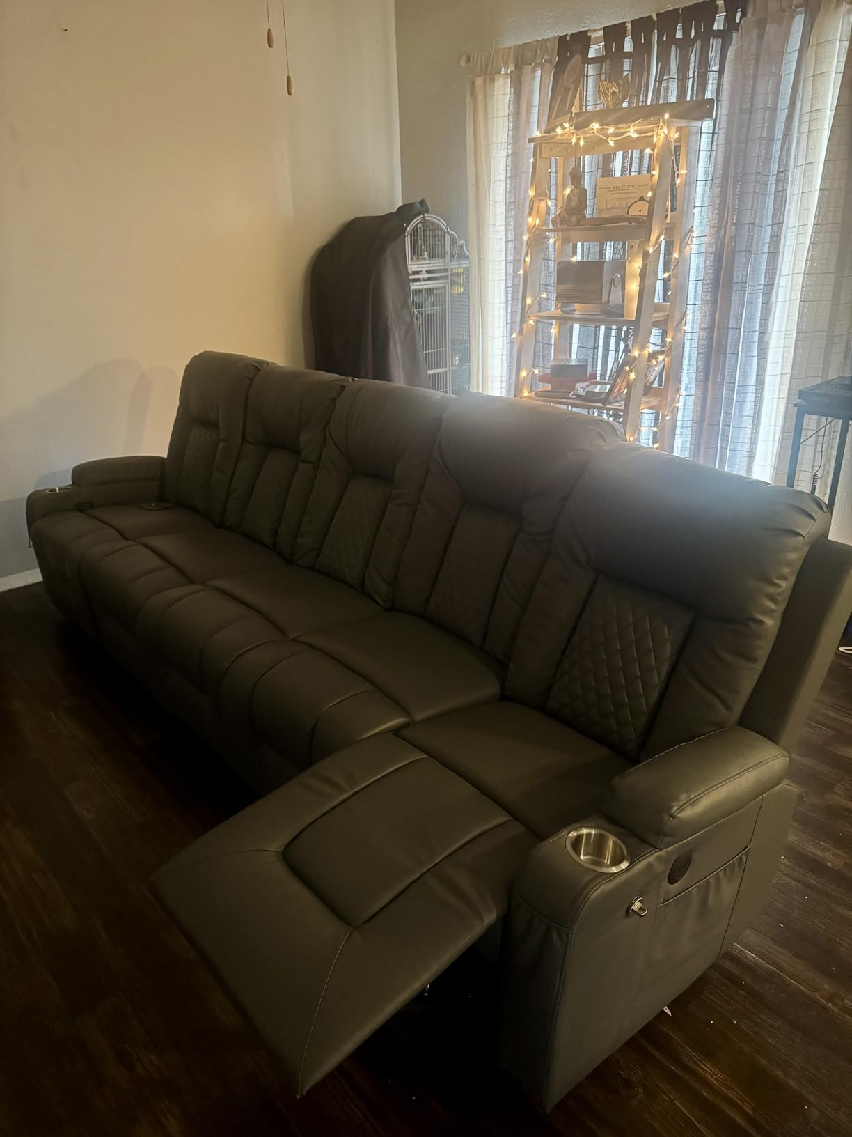 Power Loveseat Recliner Sofa with Console, Wall Hugger Reclining Loveseat with Reading Light, Home Theater Seating with LED Lights, Zero Gravity Recliner Couch for RV Couch and Living Room customer photo 2