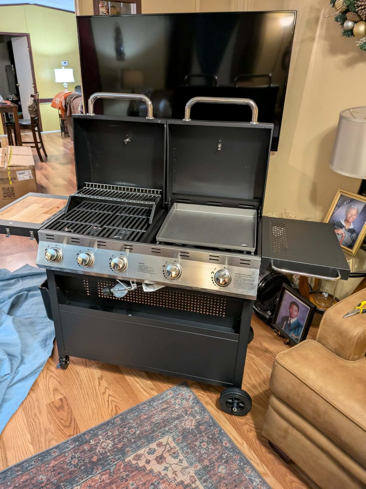 Aoxun 5-Burner Propane Grill Griddle Combo, 54000 BTU 2-in-1 Outdoor Grill | Featuring Porcelain-enameled Cast Iron Grates and Flat Top, Ample Cooking Area, Perfect for Backyard and Patio customer photo 2