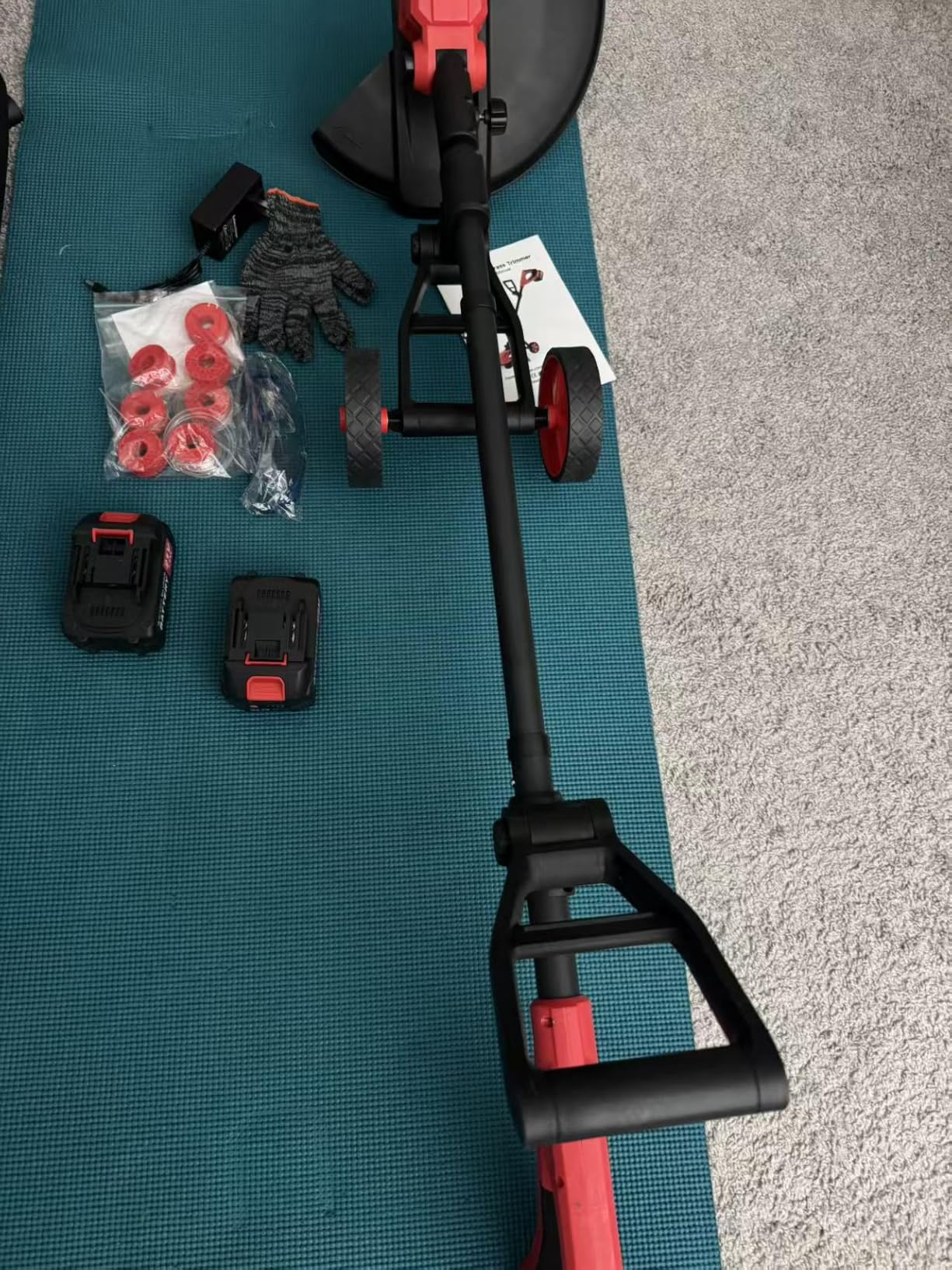 Electric Weed Wacker Cordless, 4000mAh Weed Eater with 3 Types Blades & Removable Auxiliary Wheels, Electric String Trimmer Brush Cutter & Grass Trimmer & Lawn Edger 2 Battery and Charger customer photo 2