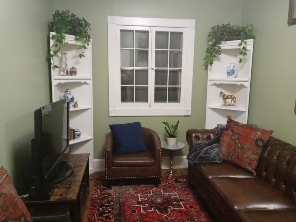 VASAGLE Tall Farmhouse TV Stand, Entertainment Center with Barn Doors, Storage Media Console Table for Living Room, 58.3 x 15.7 x 31.9 Inch, Rustic White and Honey Brown, LIRY Collection ULTV031W101S customer photo 1