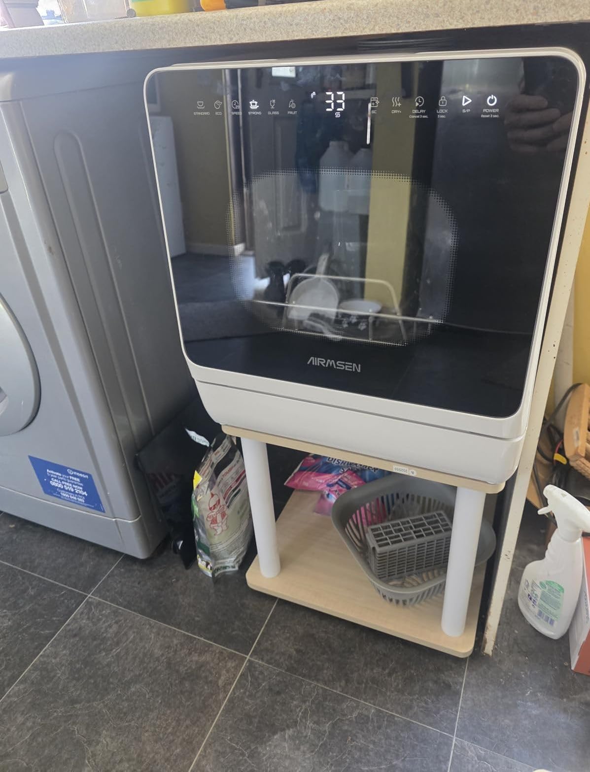 AIRMSEN Countertop Dishwasher with Built-in Water Tank & Softener, 8 Wash Programs & 3 Useful Functions, No Hookup Needed, Hot Air Drying & 72H Air Circulation, Delayed Start, Child Lock customer photo 2