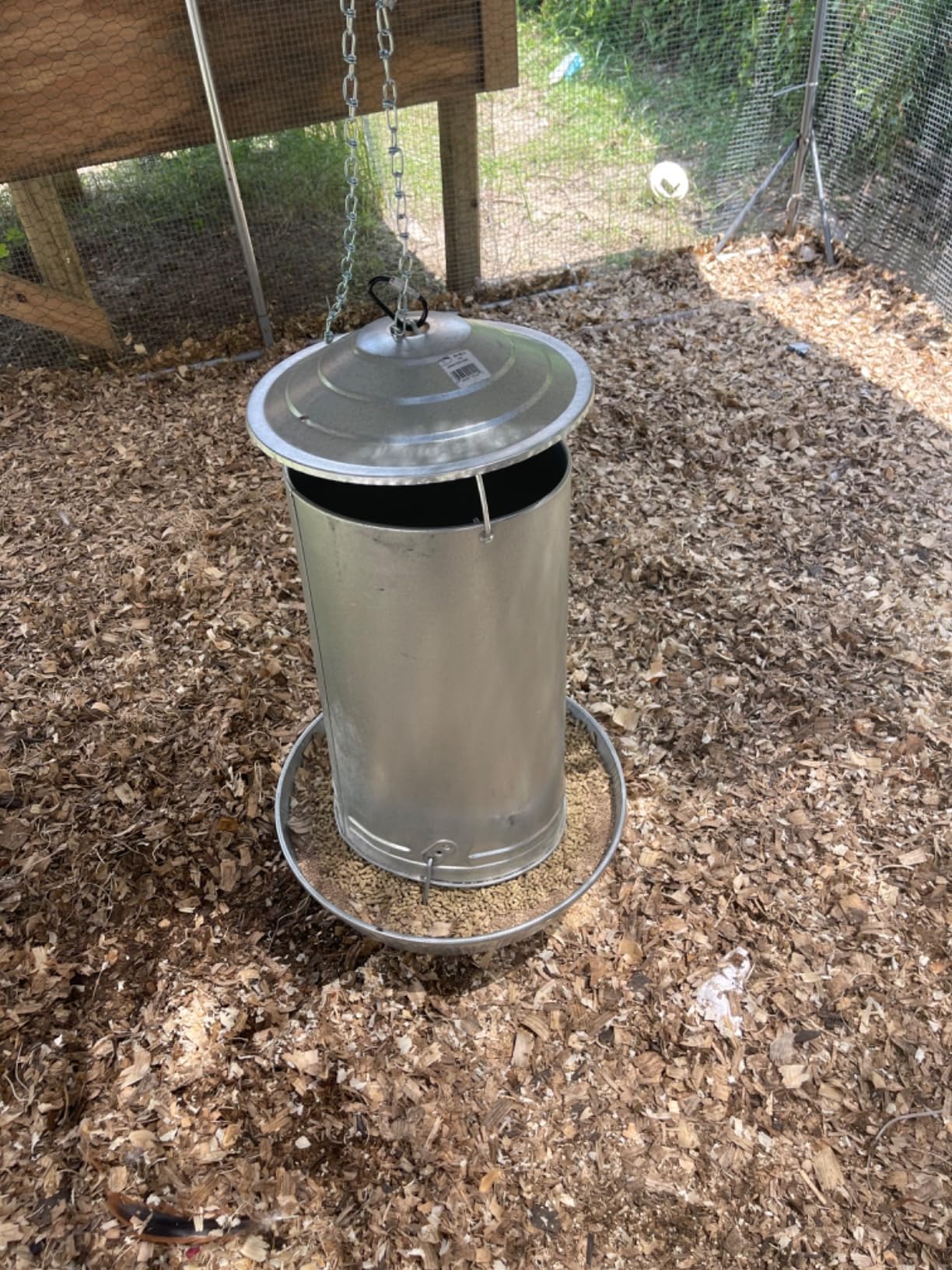 Little Giant® Hanging Metal Poultry Feeder | Chicken Feeder | Outdoor Hanging Bird Feeder | Galvanized Steel Feed Container with Hanging Handle | 40 Pound customer photo 2