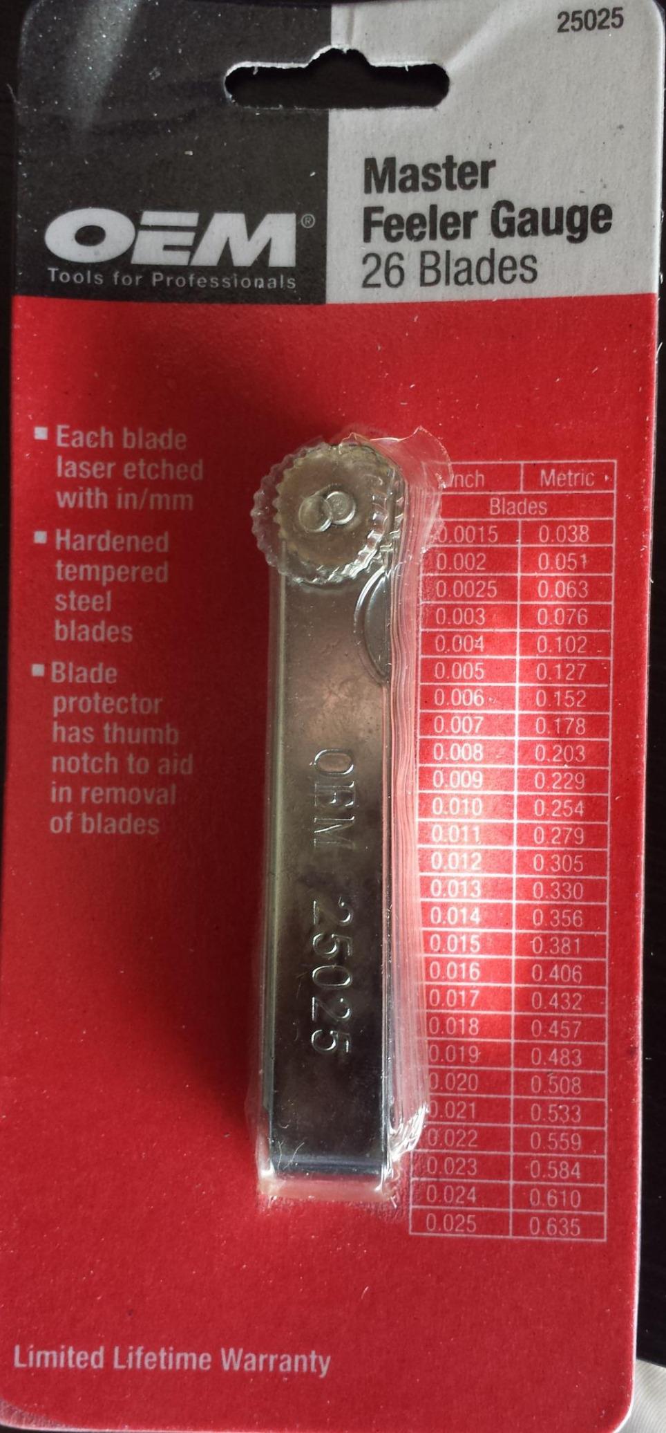 OEMTOOLS 25349 Offset Feeler Gauge, 16-Blade Feeler Gauges, Measures 0.005