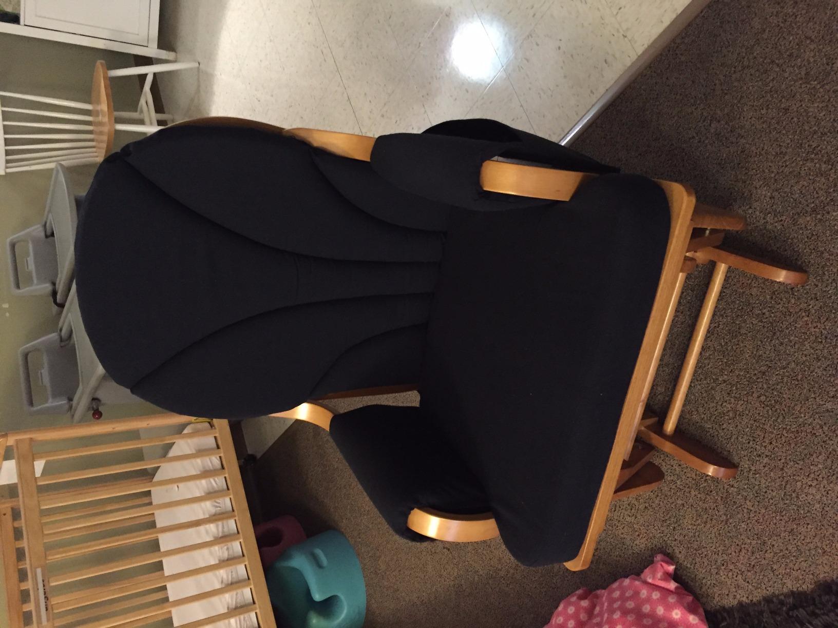 Foundations Lullaby Wood Base Glider Rocker Chair, Navy Polyester customer photo 2