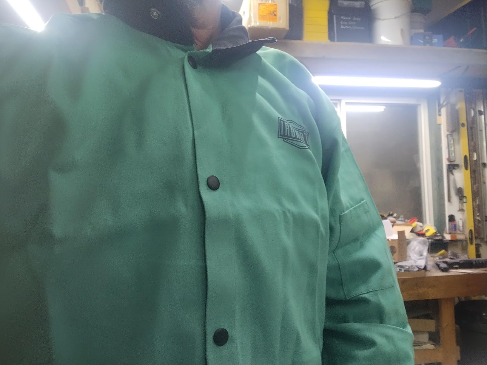 Ironcat FR Treated Cotton Sateen Jacket, 9 oz., Anodized Snaps, Interior Pocket, Pop-up Welders Collar, Scribe Pocket customer photo 2