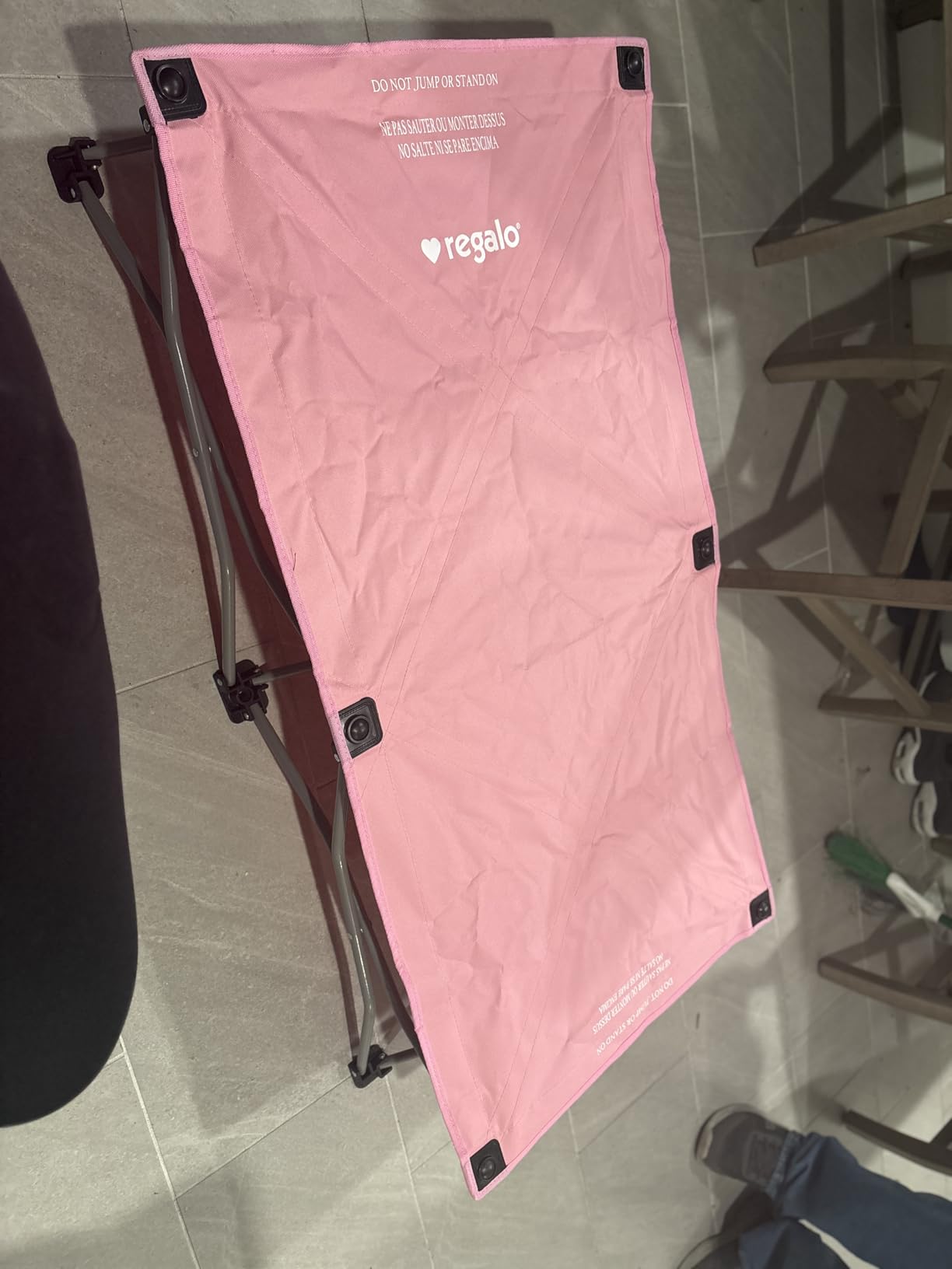 Regalo My Cot® Portable Toddler Bed, Foldable Kids Travel Bed & Camping Cot, Lightweight Sleeping Cot for Toddlers, Indoor/Outdoor, 46.5” x 24” x 9.5”, Pink customer photo 2