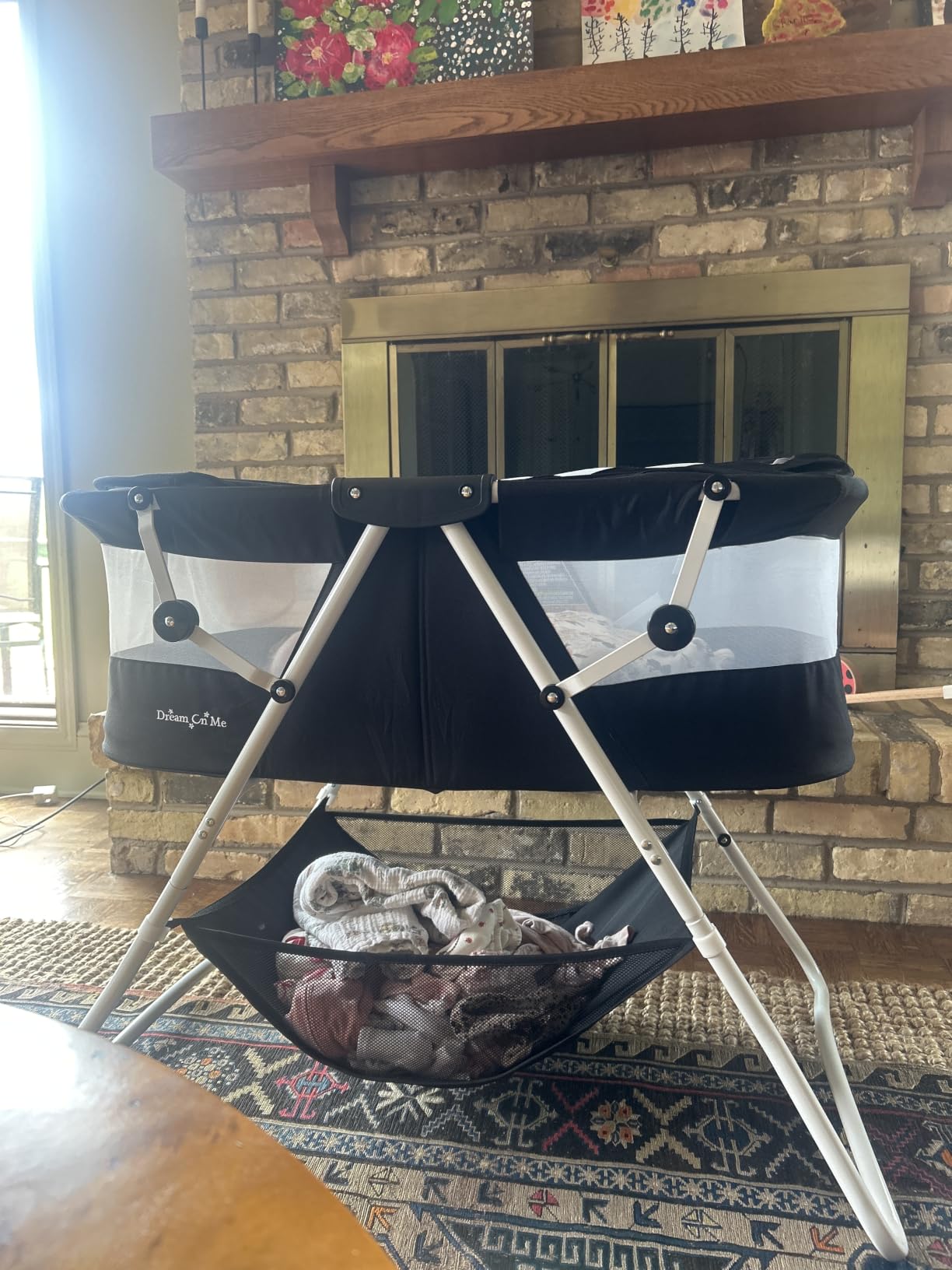 Dream On Me Karley Portable Infant Bassinet, Double Mesh Canopy, Blue/Grey | Quick Foldable Travel Bassinet with Storage Basket, Mattress Pad Included, Lightweight, For Indoor Outdoor Use, BSA Verified customer photo 2