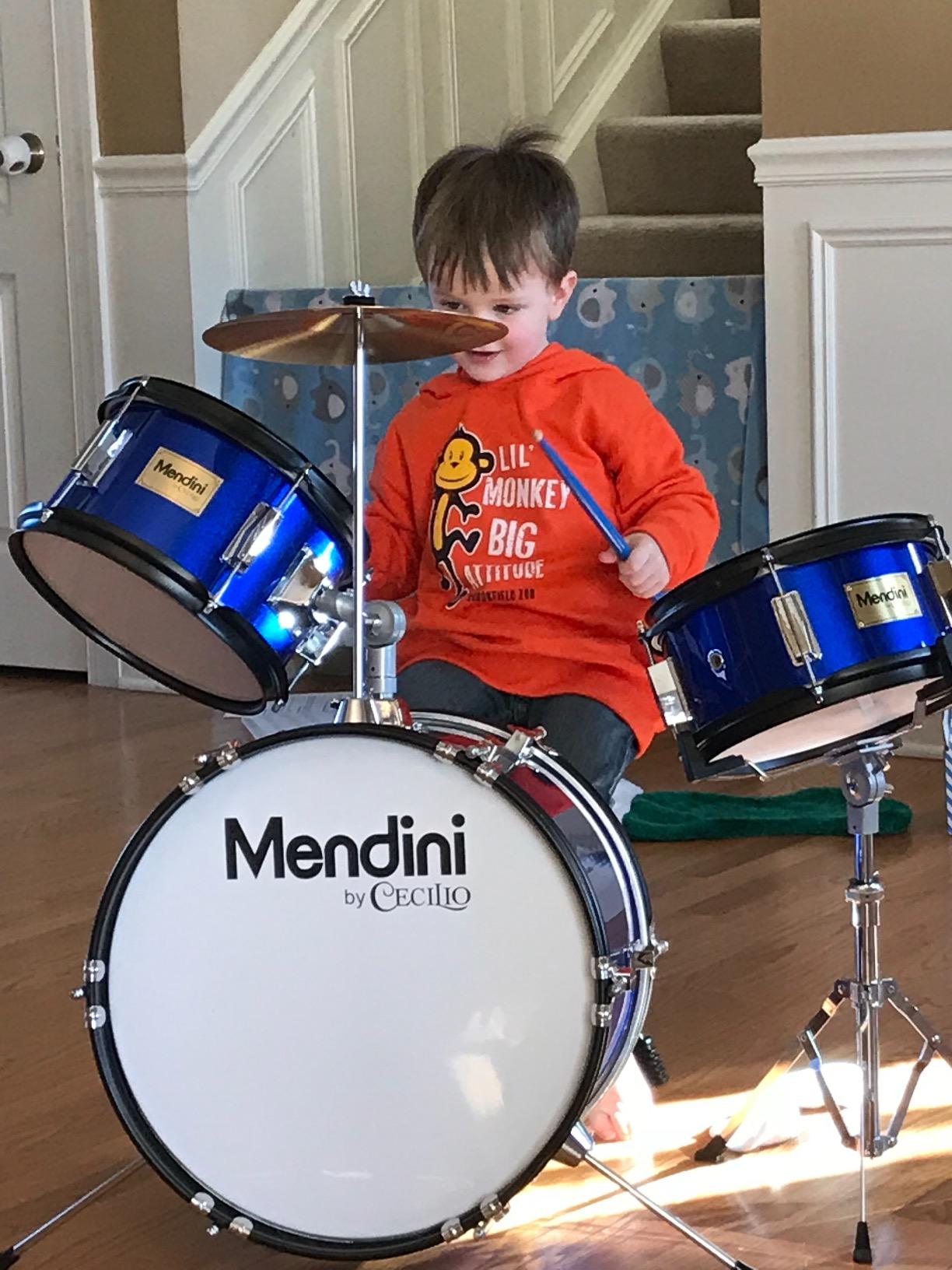 Mendini By Cecilio 13 Inch Drum Set, 3-Piece Junior Drum Set - Sky Blue customer photo 2