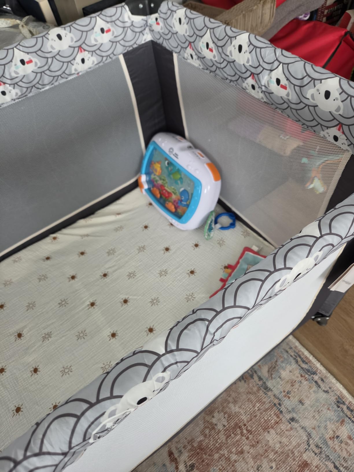 Dream On Me Zodiak Portable Playard, Compact for Travel, Carry Bag, Gray/Green customer photo 2
