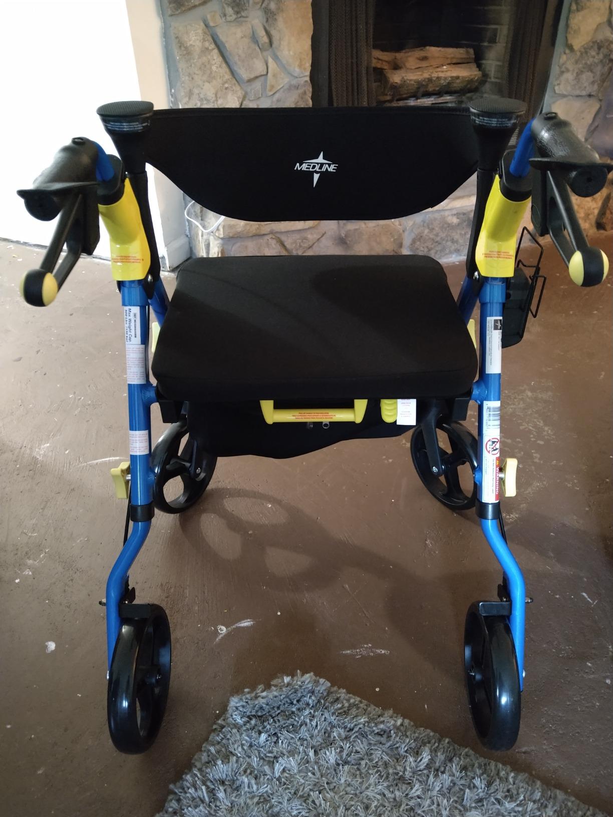 Medline Premium Empower Folding Mobility Rollator Walker with Memory Foam Seat, Black, 300 lb. Weight Capacity, 8” Wheels, Cupholder,Rolling Walker for Mobility Impairment, Adjustable Handles customer photo 1