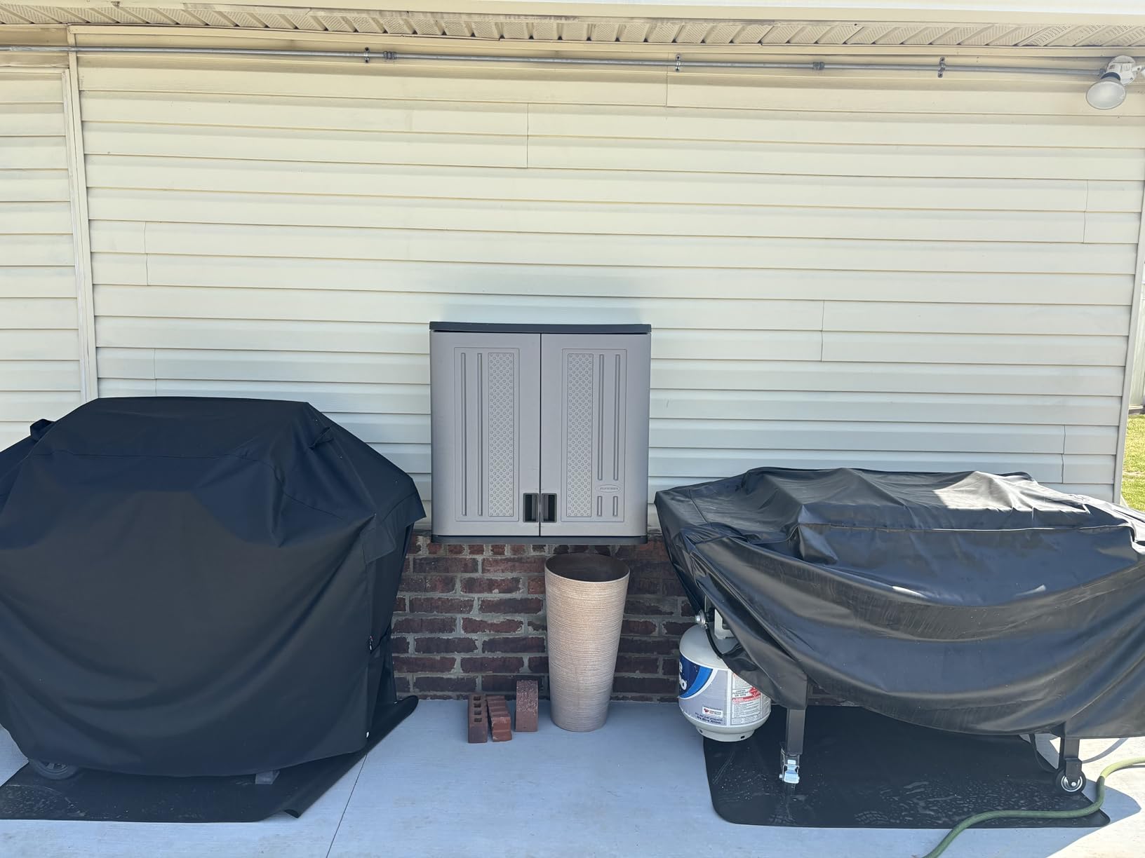 Suncast 4 Cu. Ft Wall Mounted Garage Cabinet Storage with Shelf, Platinum customer photo 1