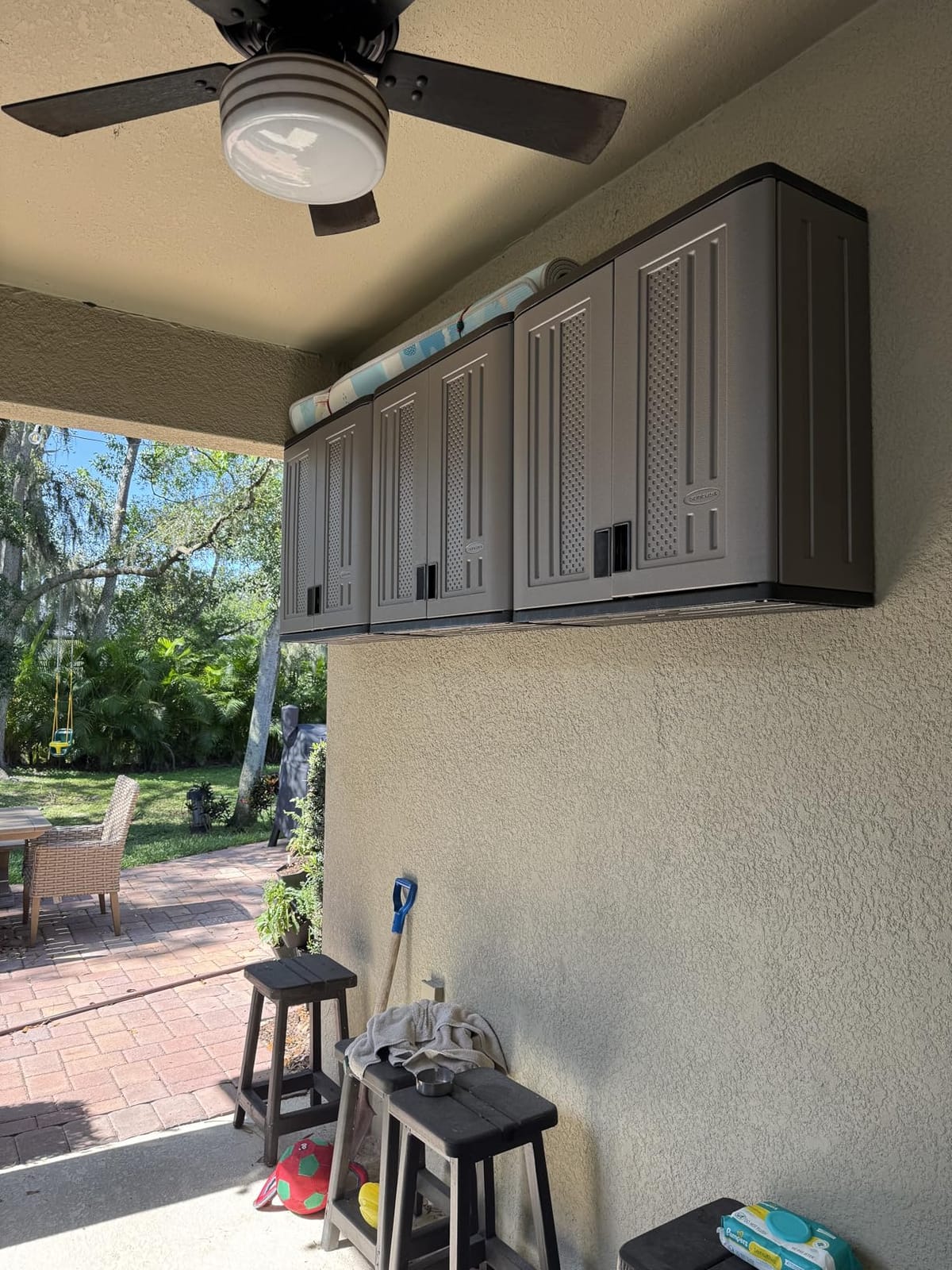 Suncast 4 Cu. Ft Wall Mounted Garage Cabinet Storage with Shelf, Platinum customer photo 2