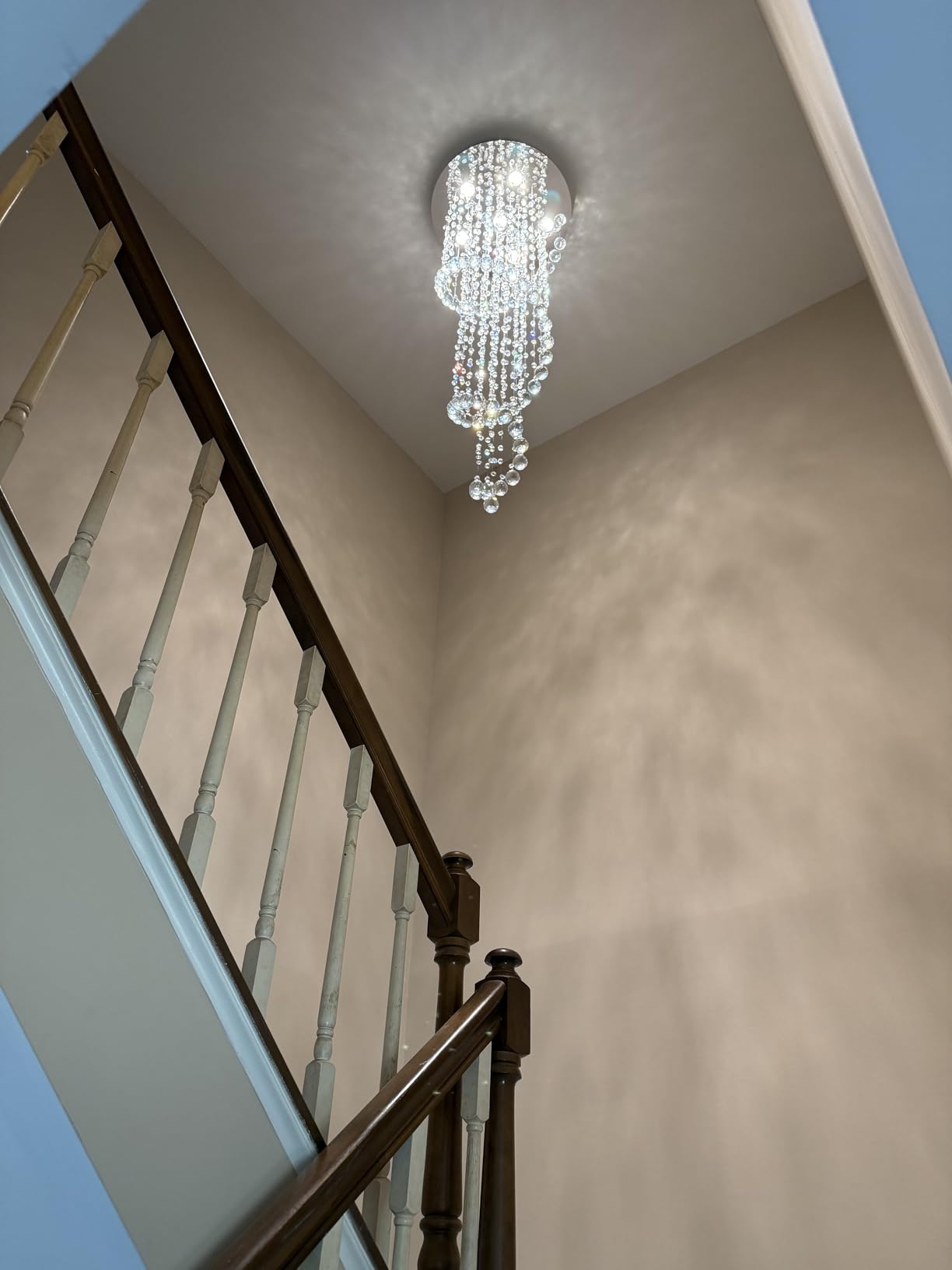 Modern Contemporary Swirl Chandelier Lighting for Foyer Dining Room Kitchen Chandelier Fixture Ceiling Light Rain Drop with All Crystal Balls D20'' X H61'' of CRYSTOP customer photo 1