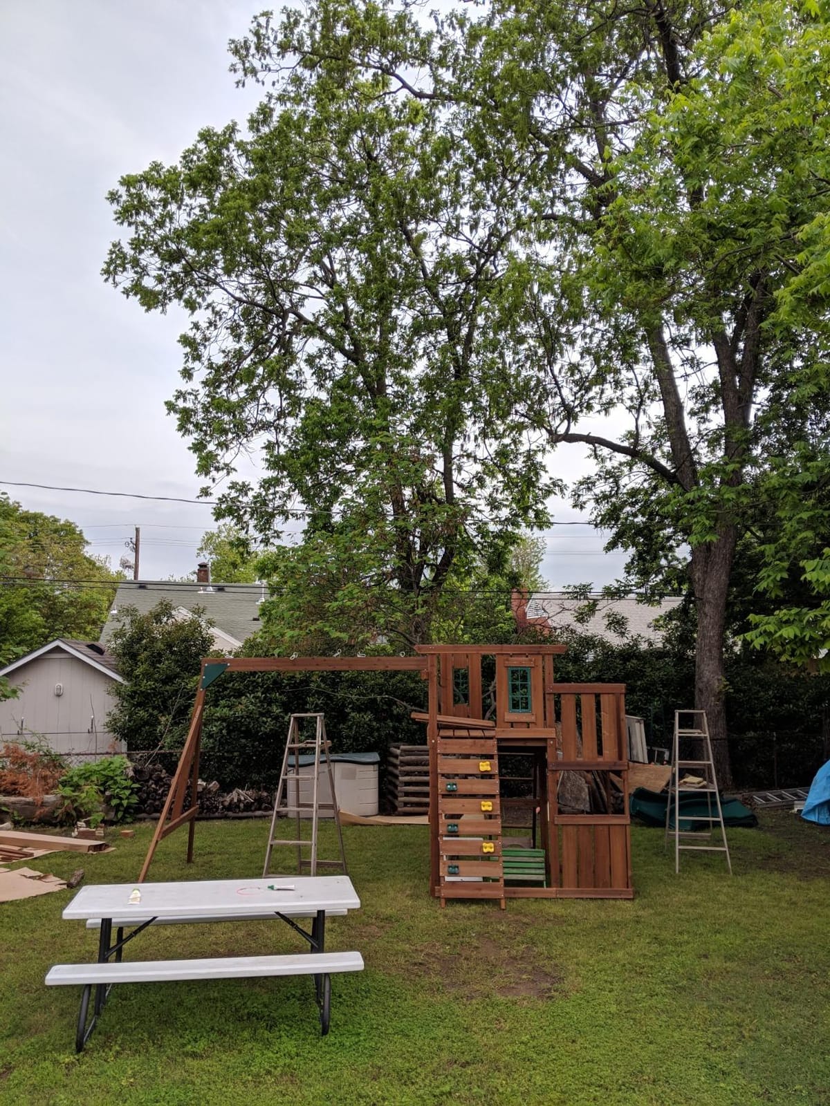 Swing-N-Slide PB 8272 Cedar Brook Wooden Swing Set Play Set with Two Swings, Slide, Monkey Bars, Picnic Table & Glider, Green customer photo 1