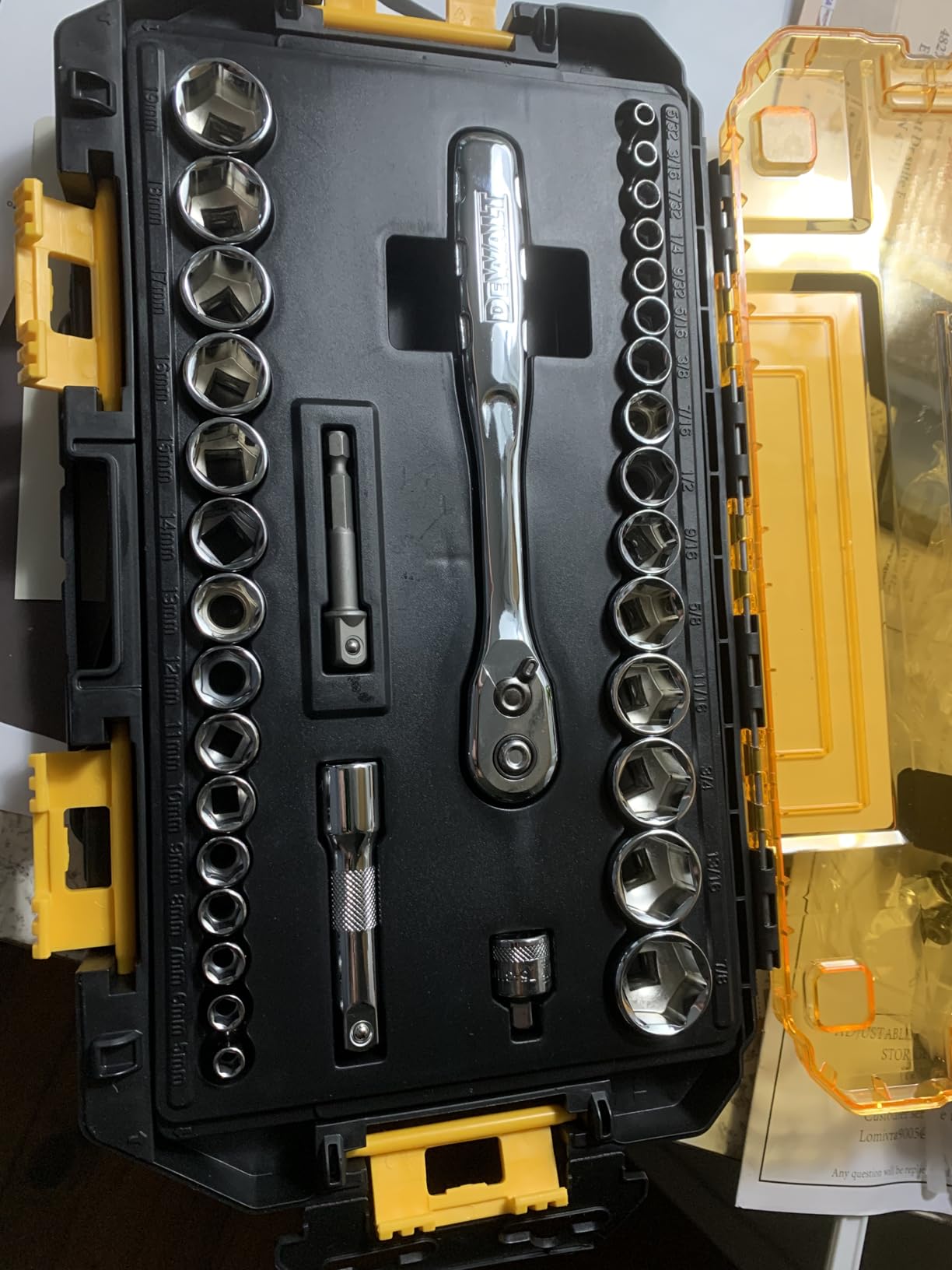 DEWALT Socket Set, 1/4-Inch & 3/8-Inch Drive, SAE/Metric, 34-Piece (DWMT73804) customer photo 2
