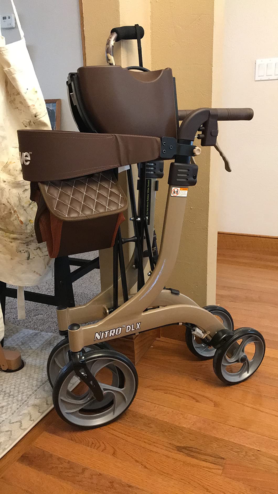 Drive Medical Nitro DLX Foldable Rollator Walker, 10 Inch Wheels, Champagne | Rollator Walker Features Hand Activated Brakes, Padded Seat, Storage Bag and 10 Inch Front Wheels for Easy Mobility customer photo 2