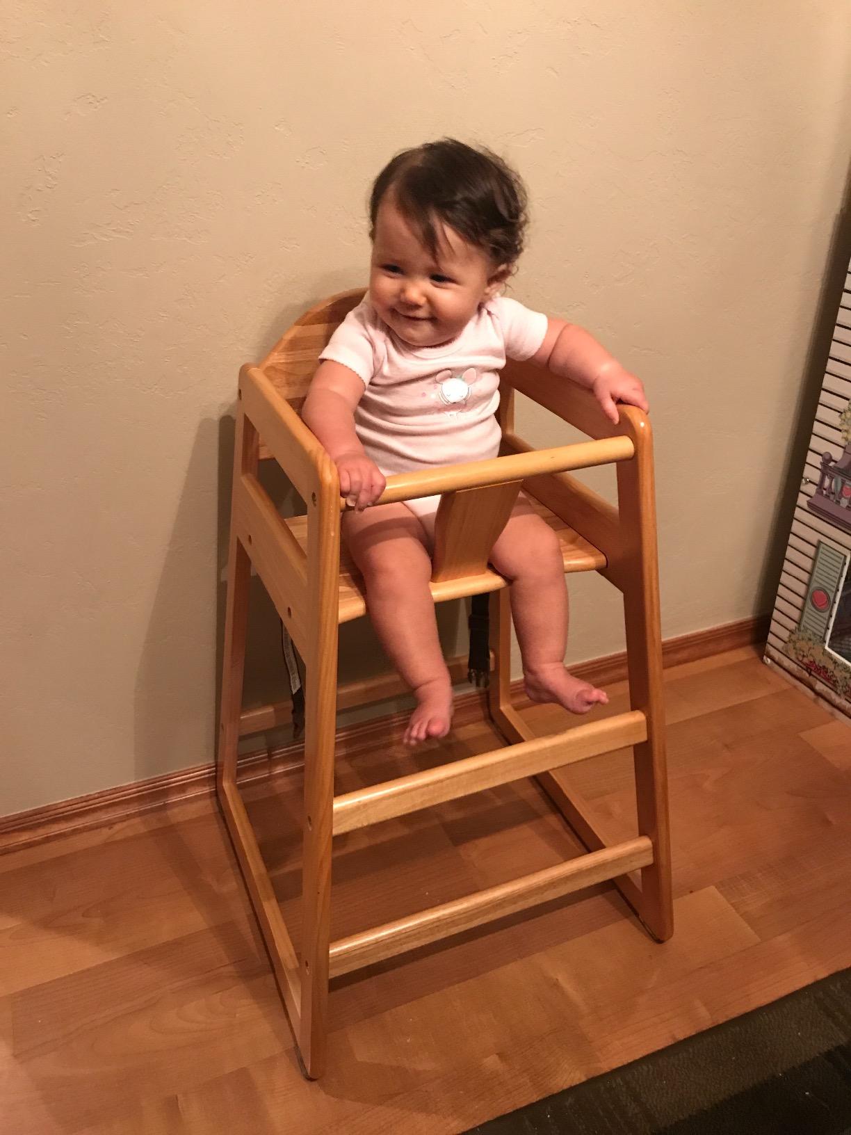 Wooden High Chair for Baby & Toddler – Restaurant-Style Stackable HighChair with Commercial Grade Solid Wood for Dining Table & Kitchen – Compact & Portable Design for Home & Restaurant Use -Natural customer photo 2