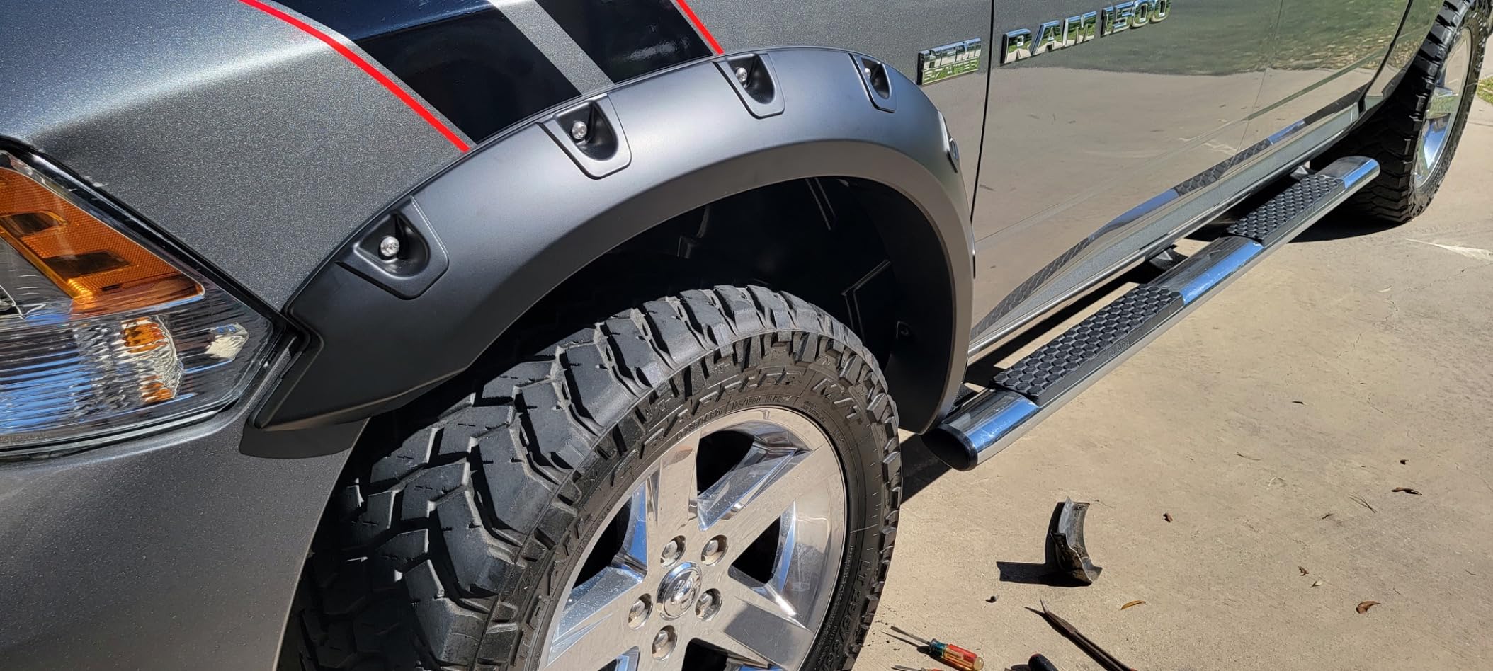 Tyger Auto Fender Flare Compatible with 2009-2018 Dodge Ram 1500; 2019-2024 Classic (Not fit R/T Rebel Warlock), Smooth Textured Black Paintable Bolt-Riveted Style 4pc | TG-FF8D4148 customer photo 2